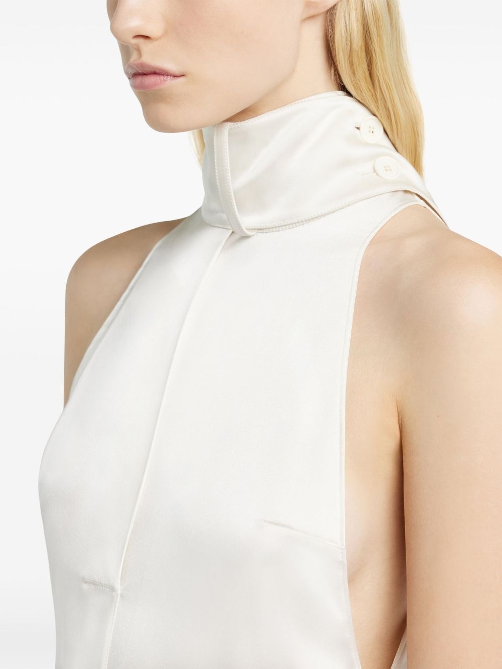 attached-scarf mini dress - 5