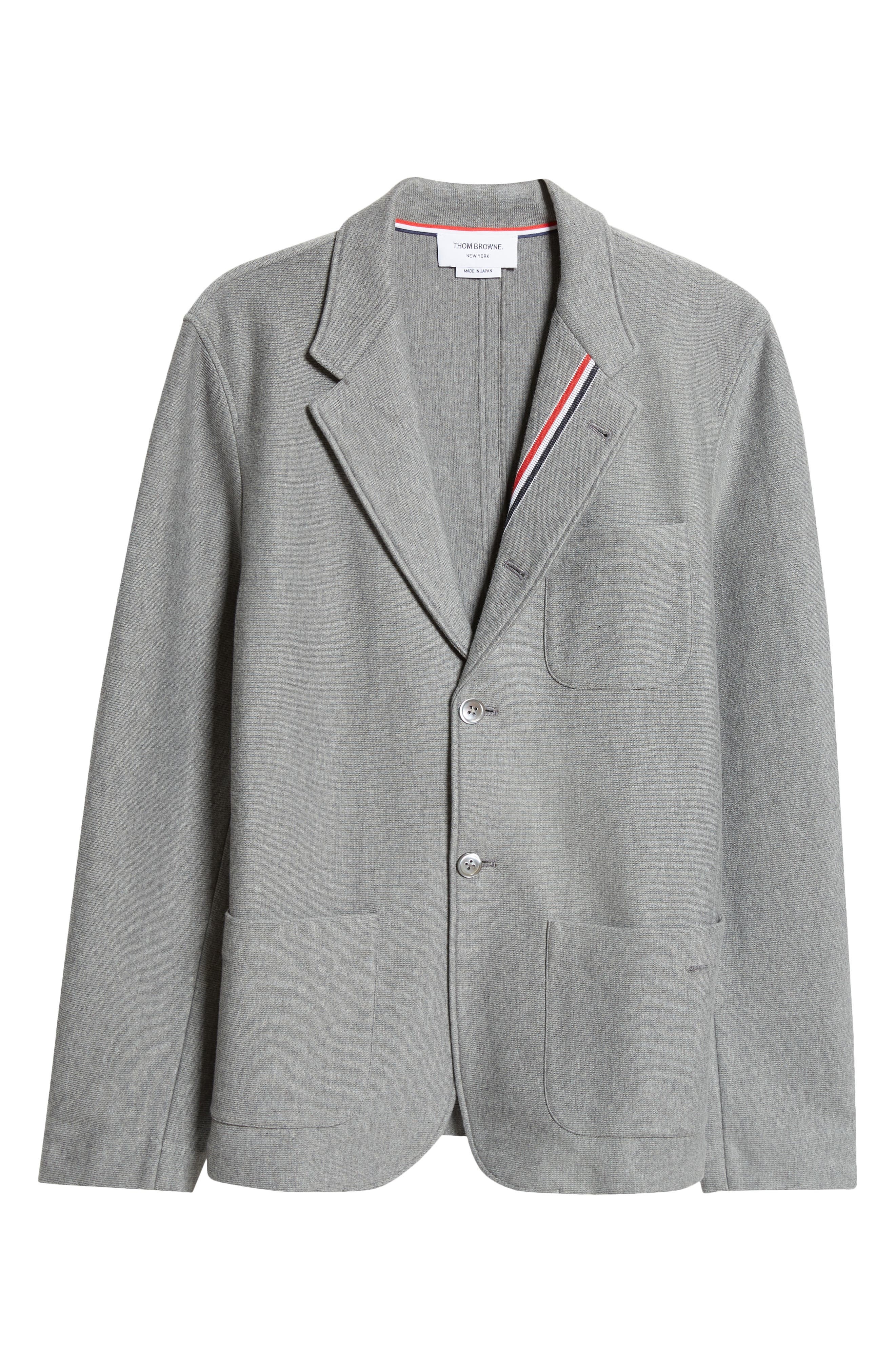 Thom Browne Double Face Knit Cotton Sack Jacket in Medium Grey at Nordstrom - 7
