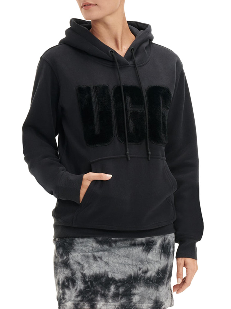 Women's Fuzzy Logo Hoodie - Black 3