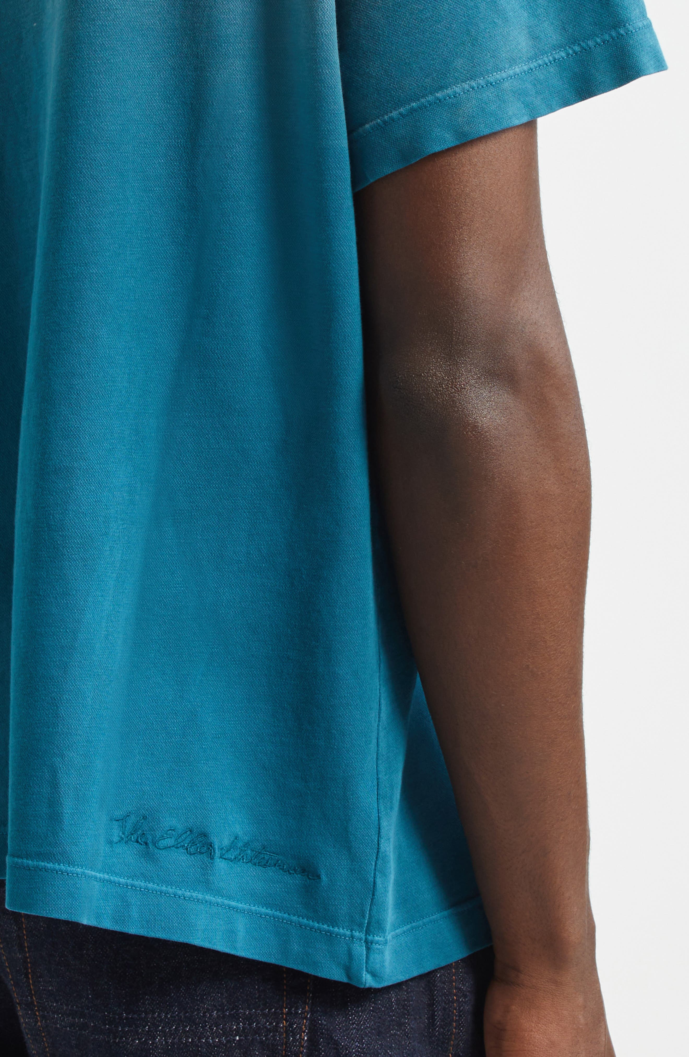 The Elder Statesman Sun Bleached Pica Cotton & Cashmere T-Shirt in Jet Ski at Nordstrom - 4
