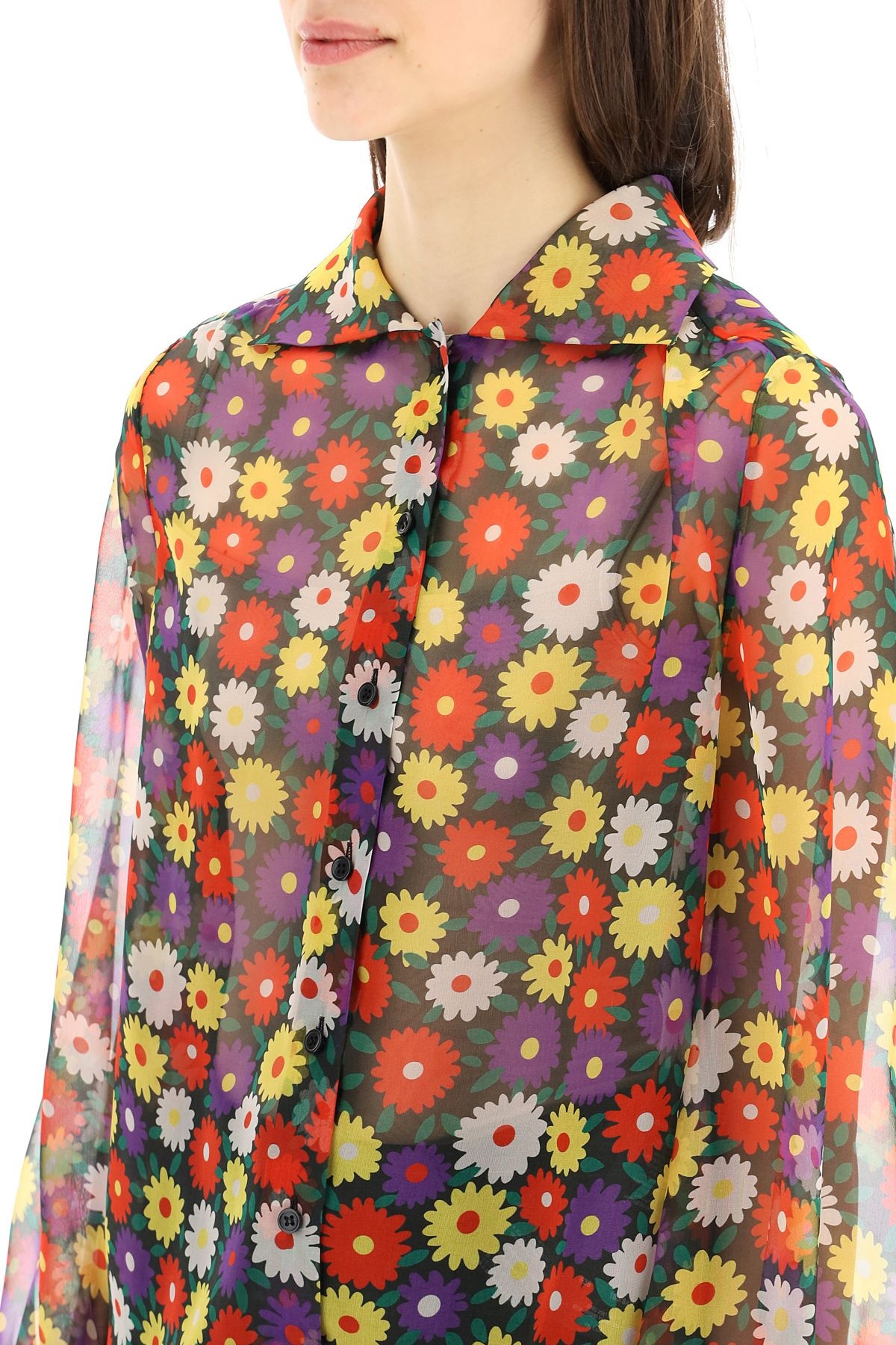 FLOWER PRINT MOUSSELINE SHIRT - 5