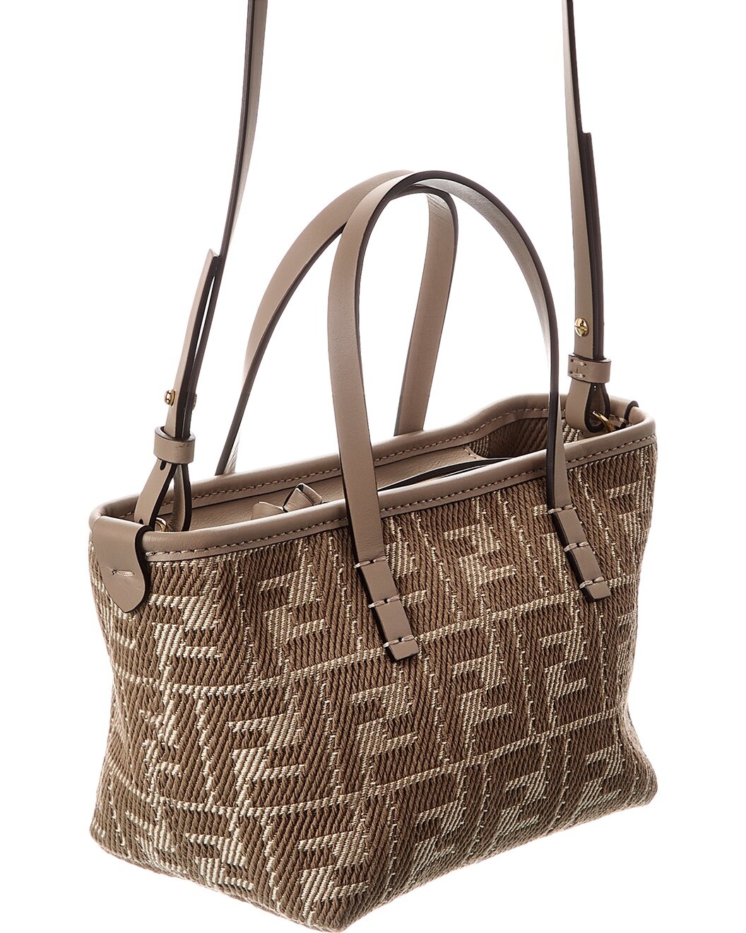 FENDI Roll Mini FF Jacquard & Leather Tote - 3