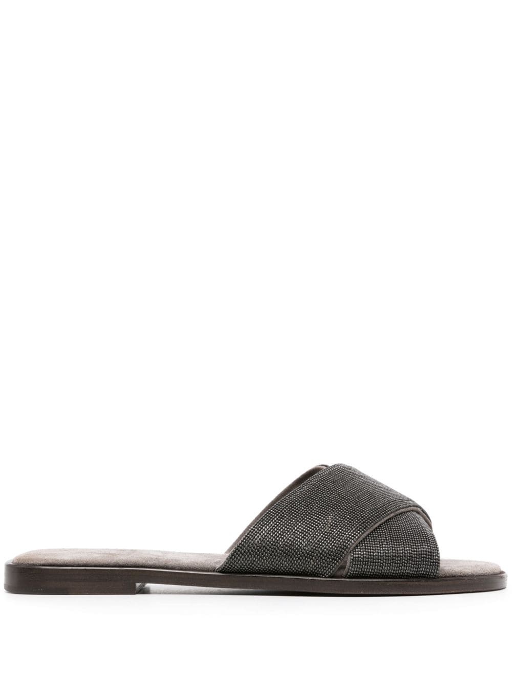 Monili-detail crossover-straps slides - 1