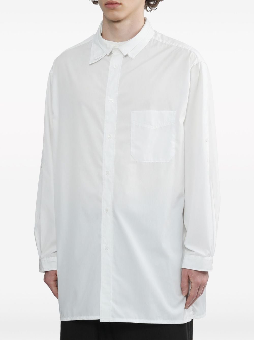 layered-collar cotton shirt - 3