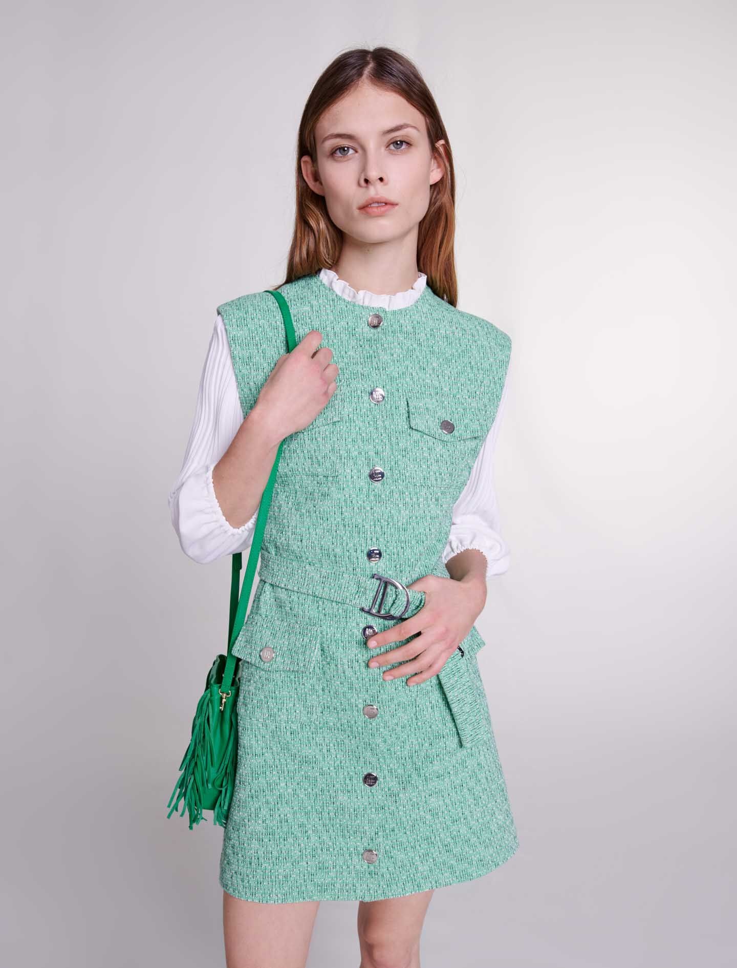 Dual-material tweed dress - 6