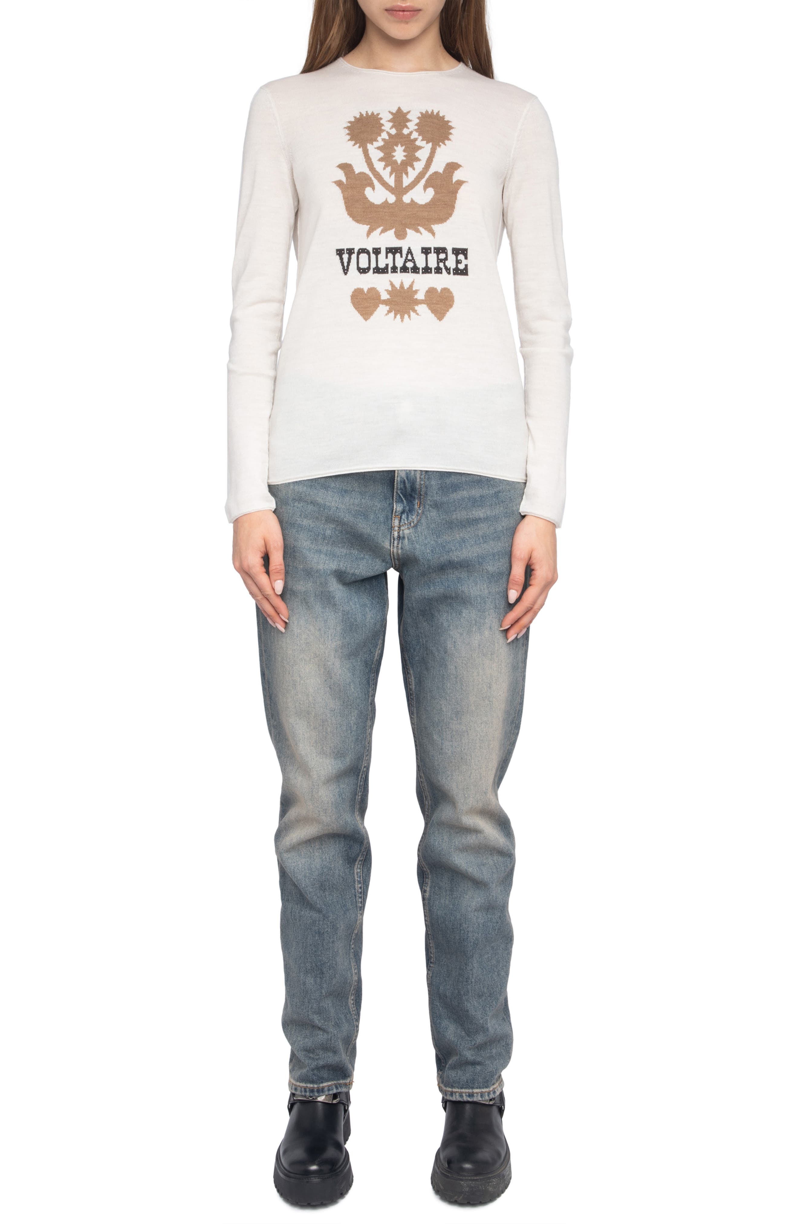 Zadig & Voltaire Teissa We Voltaire Merino Wool Sweater in Ecru at Nordstrom - 7