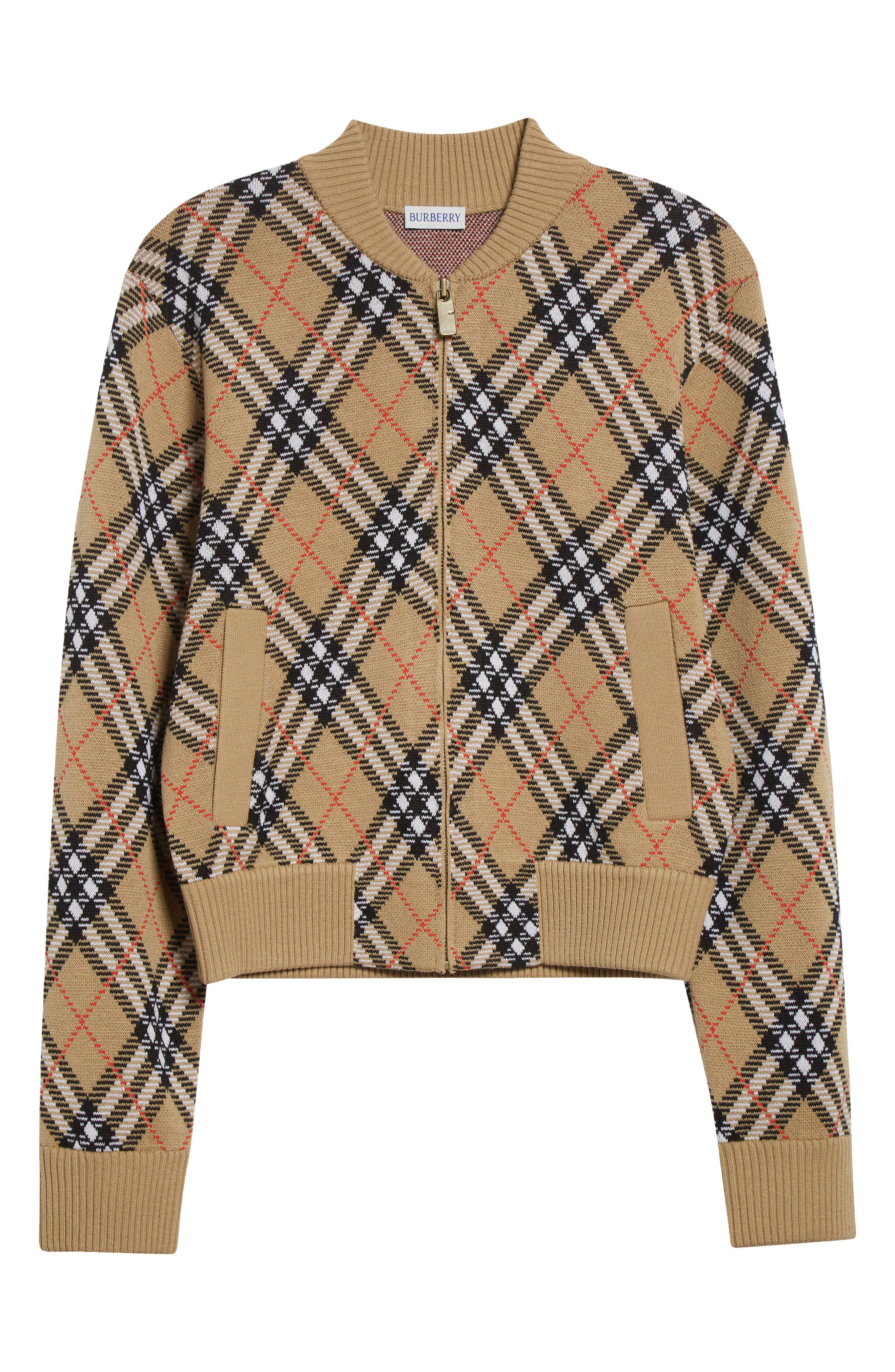 burberry Check Sweater Jacket in Sand Ip Check at Nordstrom - 6