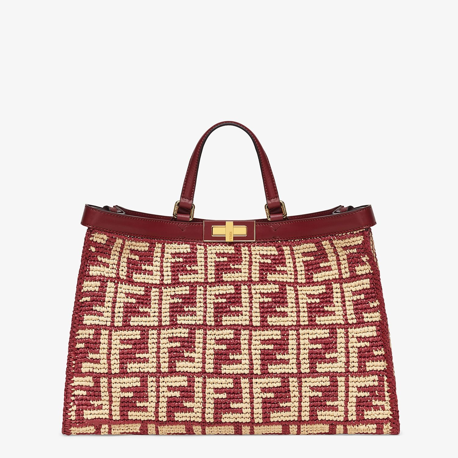 Burgundy FF raffia bag - 1