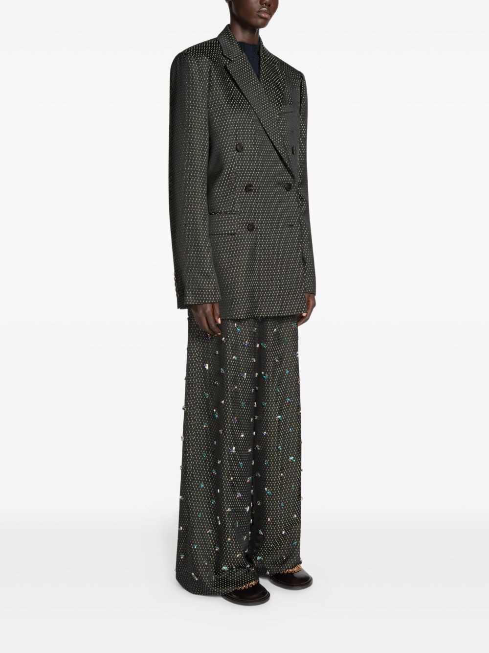 double-breasted jacquard blazer - 3
