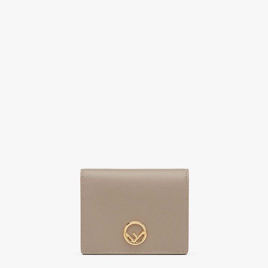 Beige compact leather wallet - 1