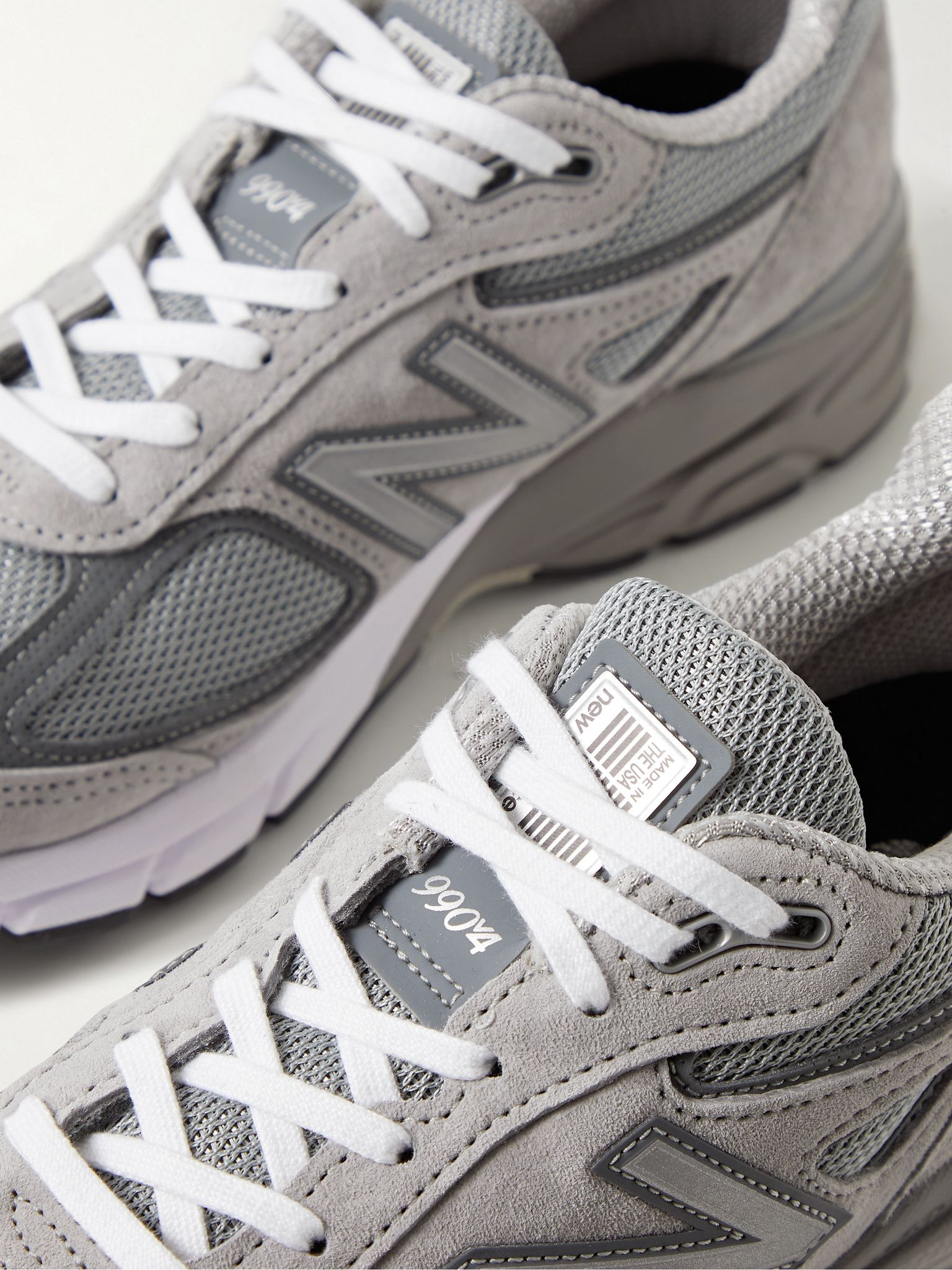 990v4 Suede and Mesh Sneakers Gray - 6
