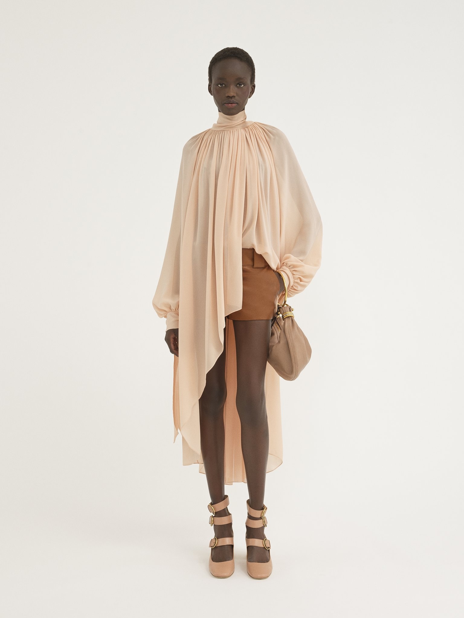 FLUID TUNIC DRESS IN SILK GEORGETTE - 3