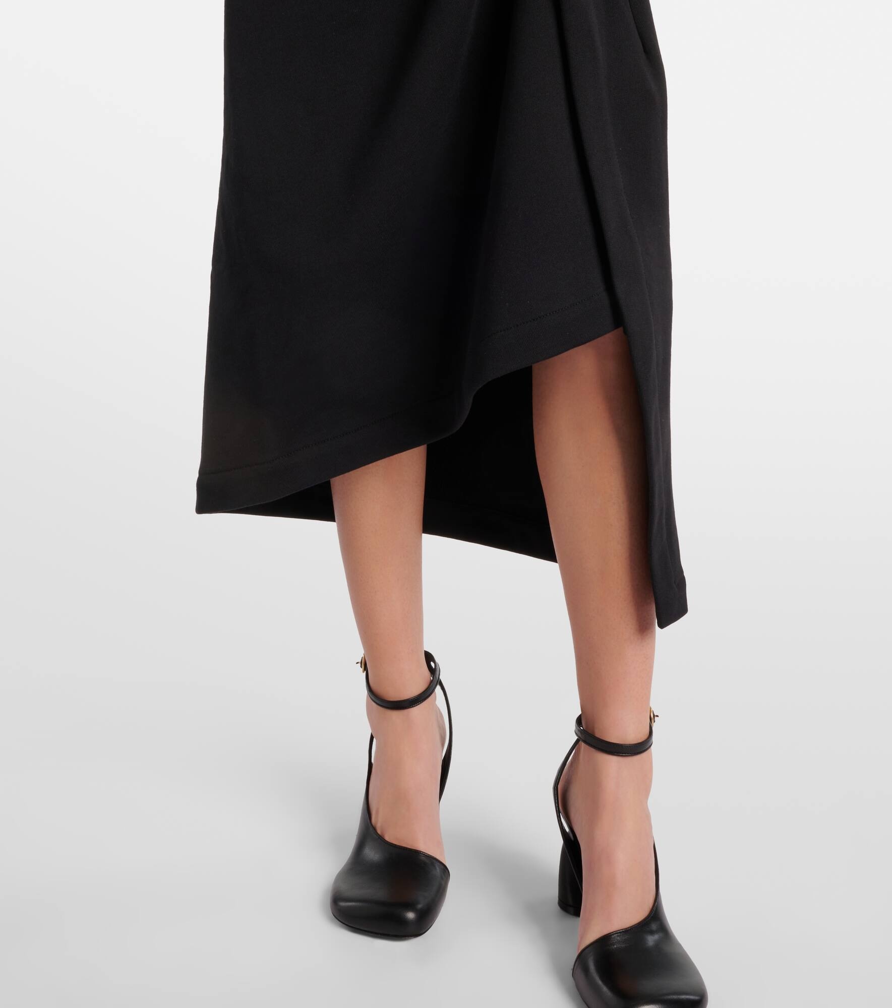 Draped asymmetric cotton midi skirt - 5