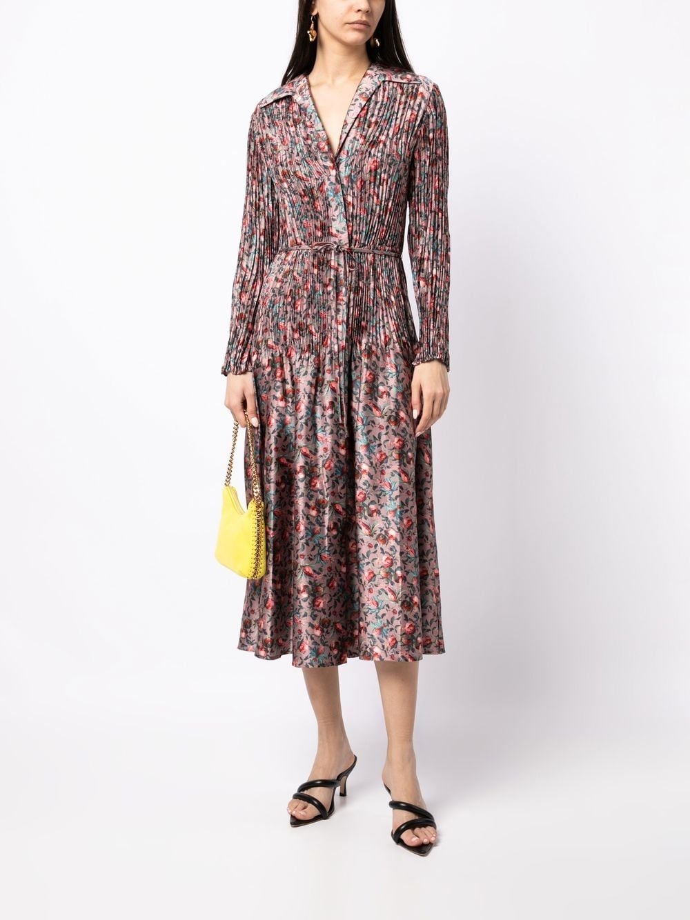Berry Blooms pleated shirt dress - 2