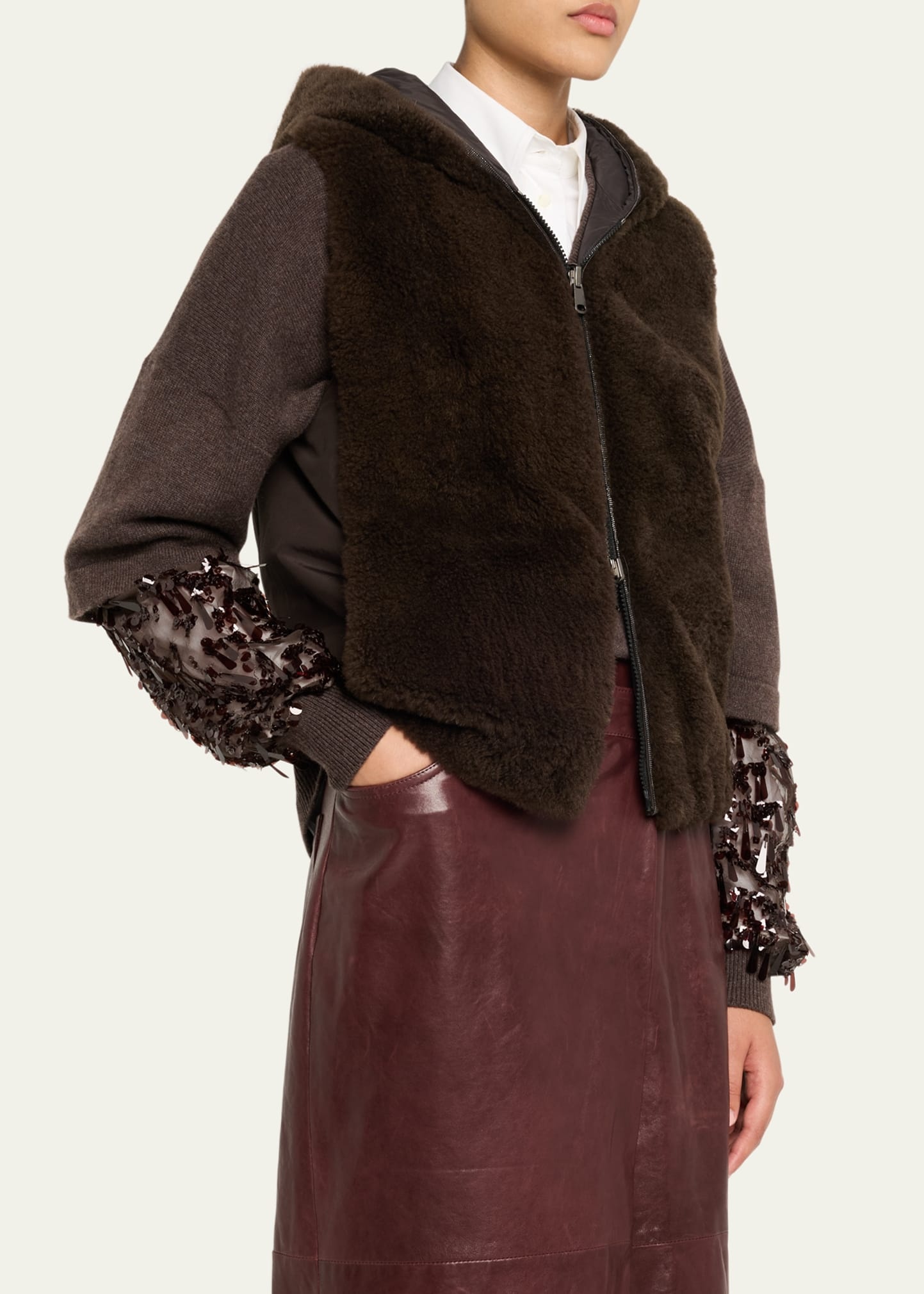 Reversible Hooded Goat Vest - 4