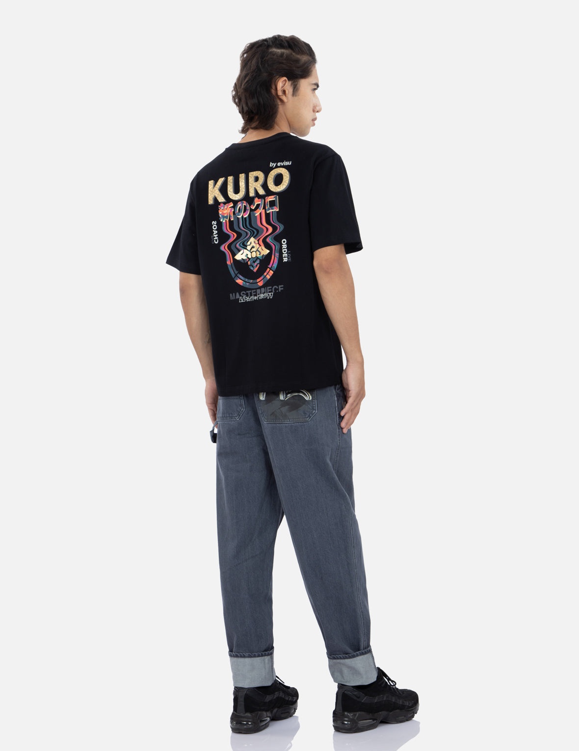 Brush Effect Seagull Print Carrot Jeans - 3