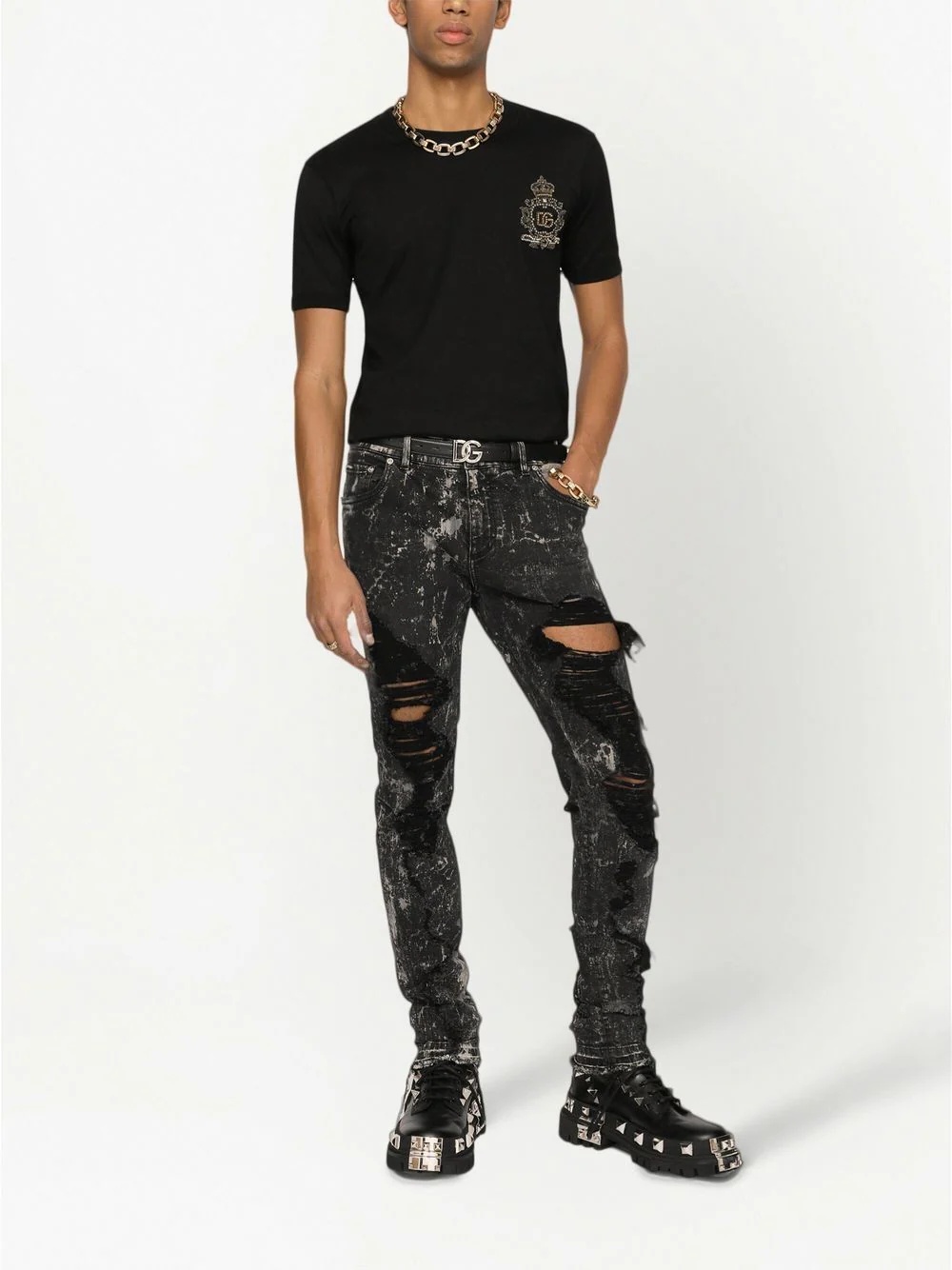 logo-patch cotton T-shirt - 3