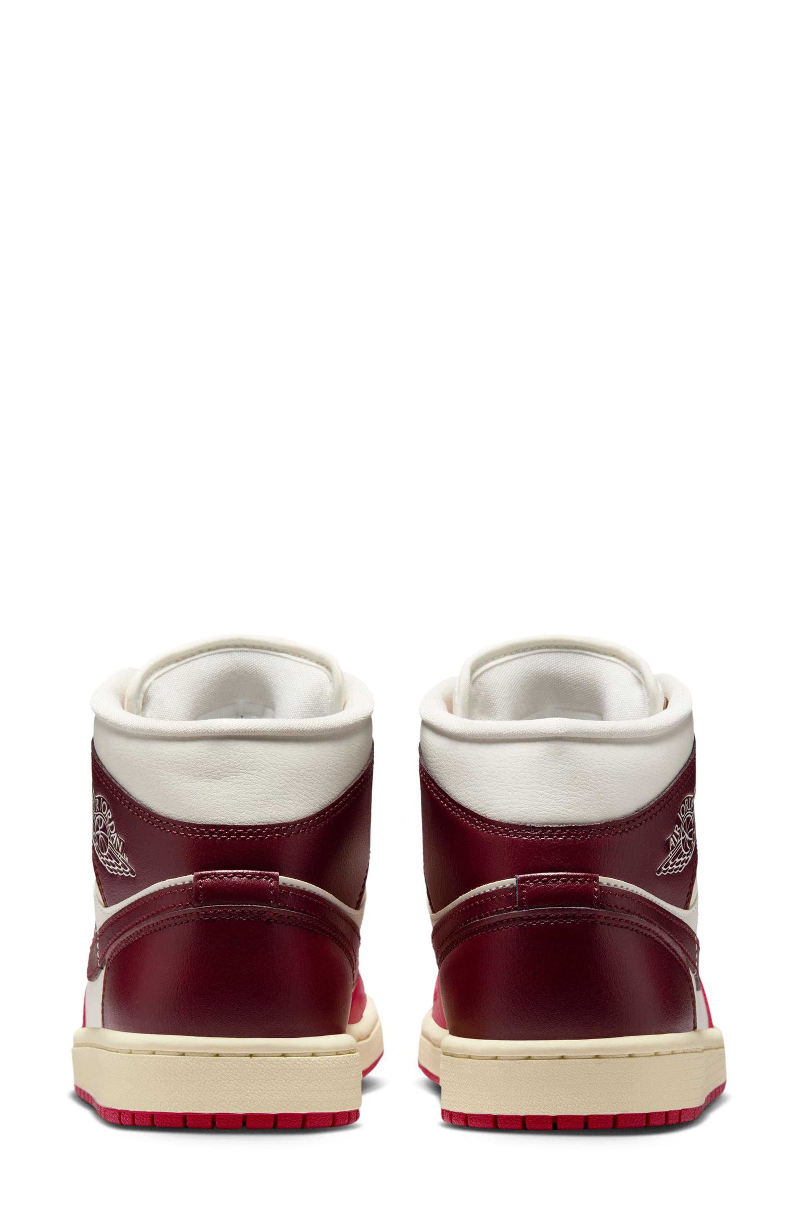 Air Jordan 1 Mid Sneaker in Sail/Dark Team Red/Hibiscus at Nordstrom - 5