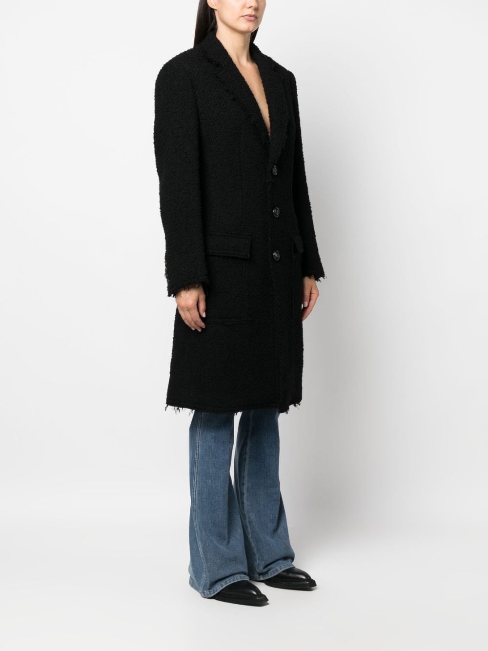 single-breasted bouclé coat - 3