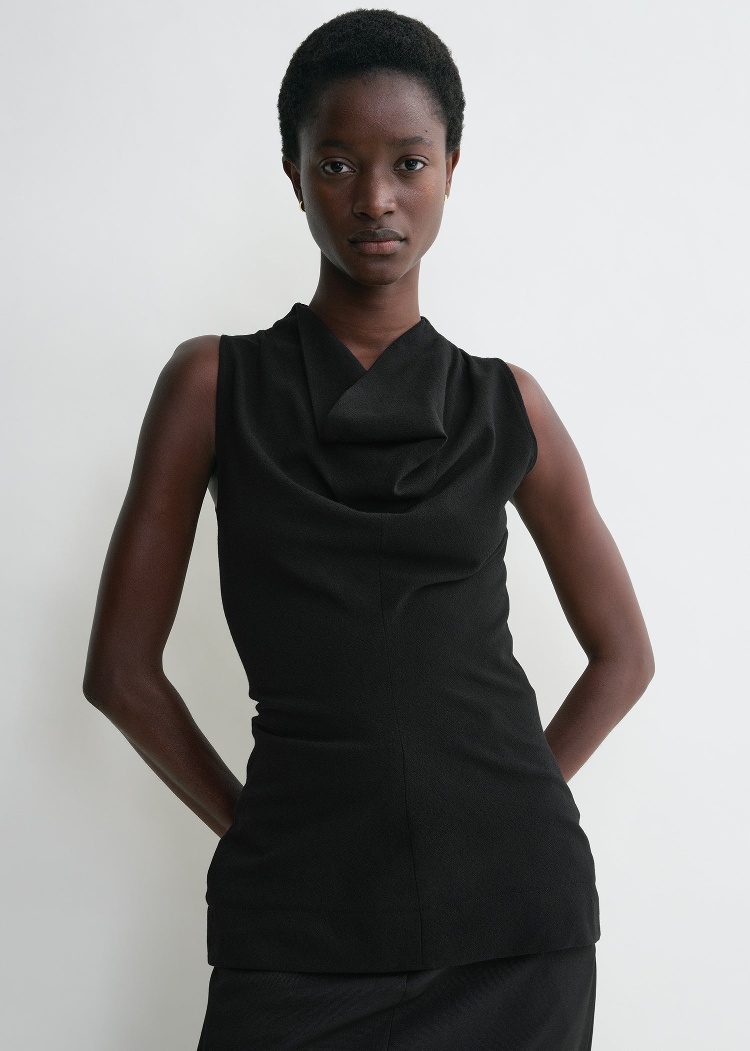 Cowl-neck top black - 3