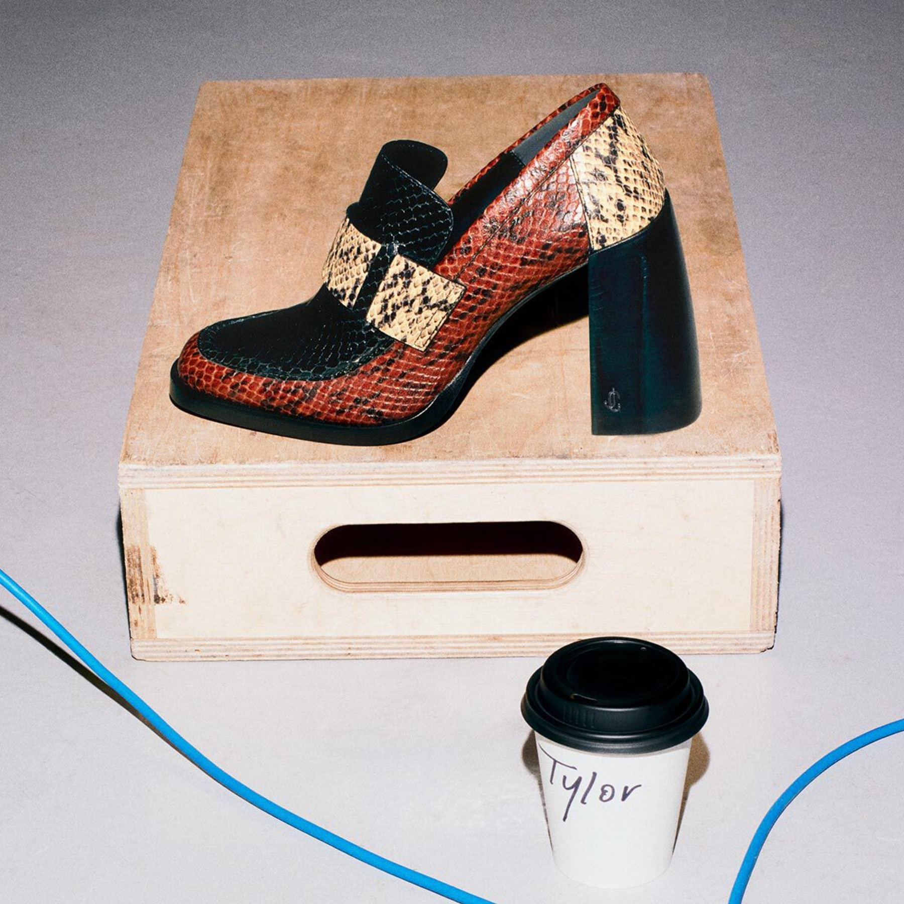 Tylor 95
Cognac Triple Snake Printed Leather Loafers - 7