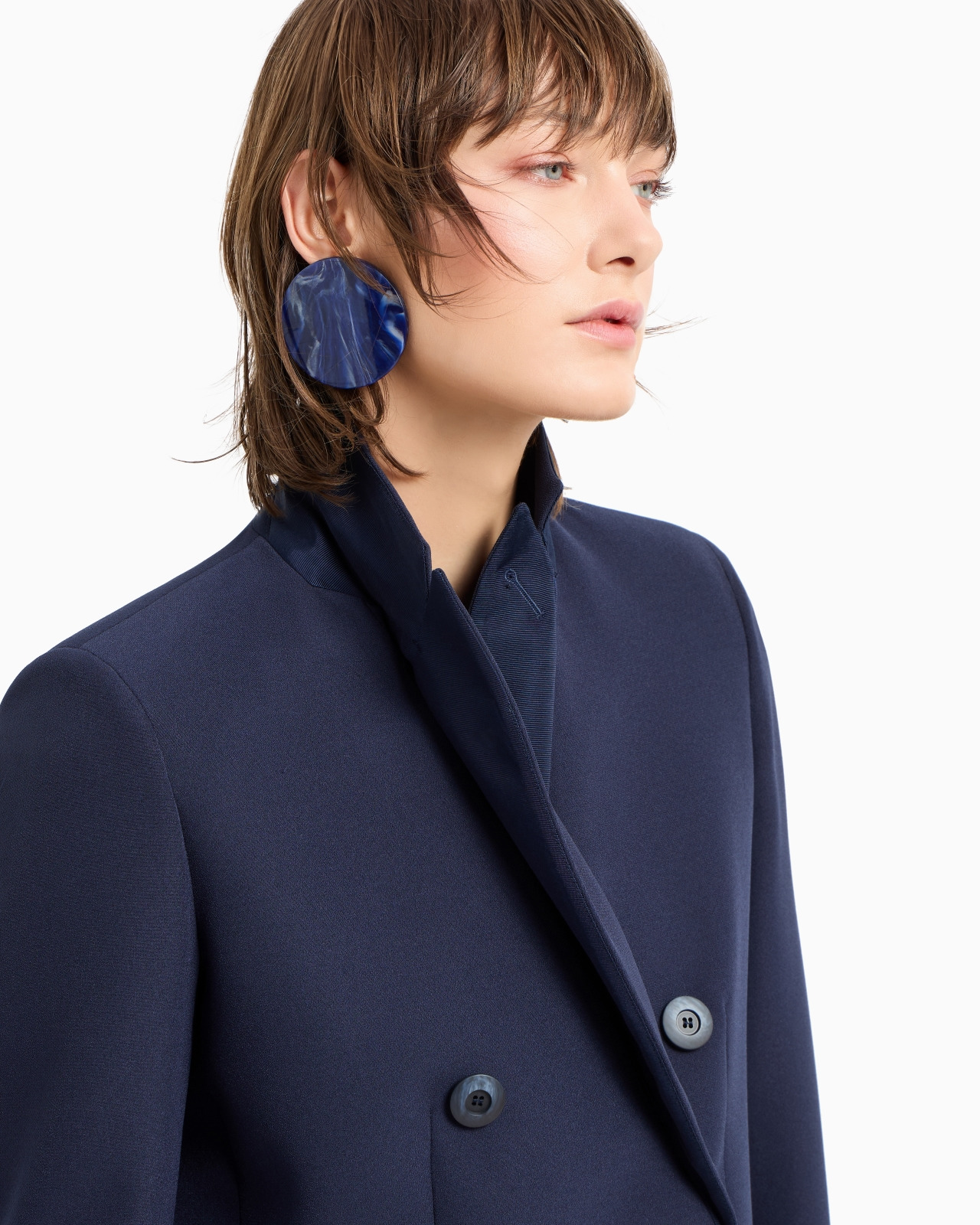 Double-breasted jacket in stretch technical sablé - 5