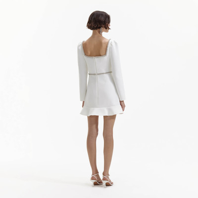 self-portrait White Bonded Crepe Long Sleeve Mini Dress outlook