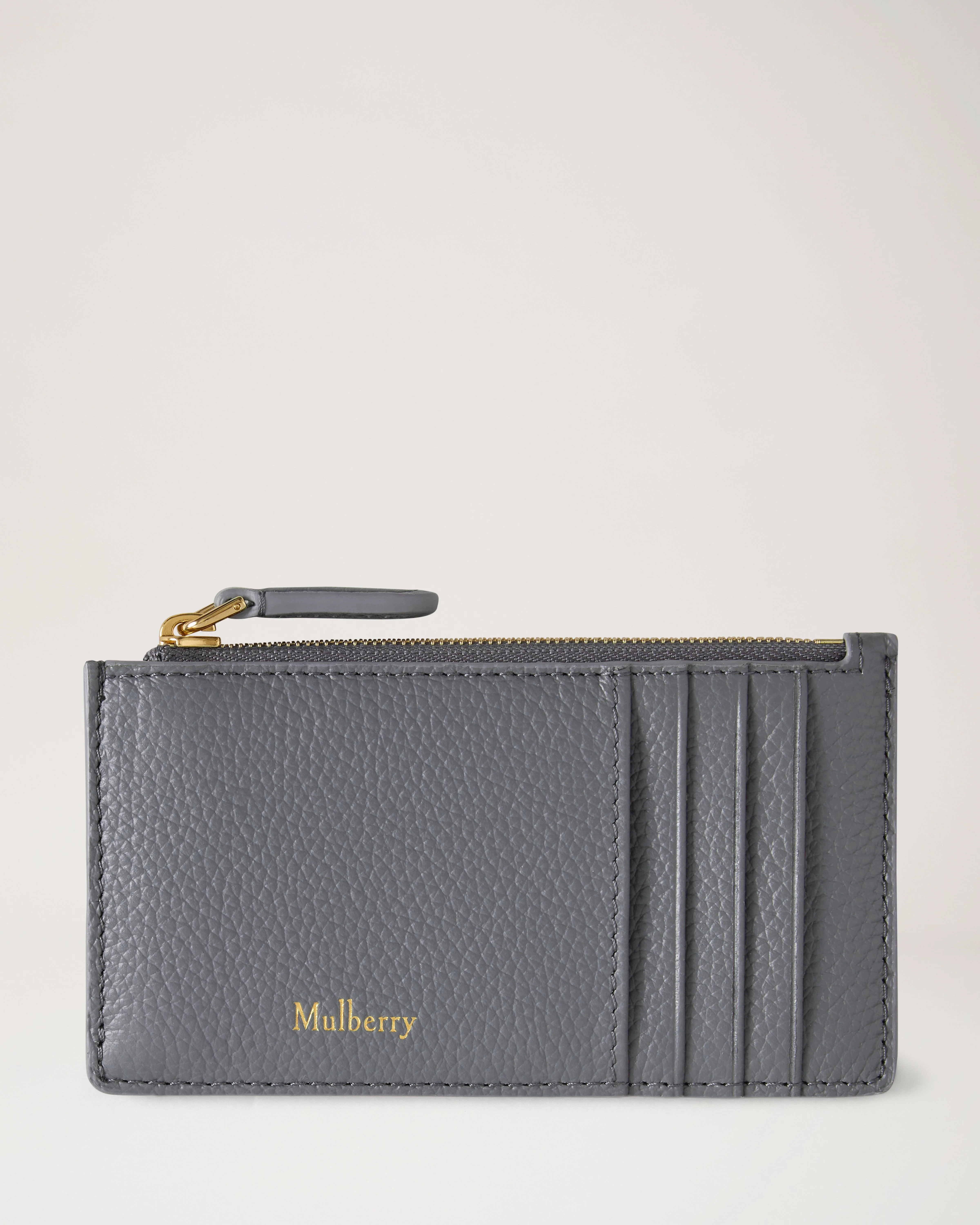 Continental Long Zipped Card Holder Foggy Grey Small Classic Grain - 1