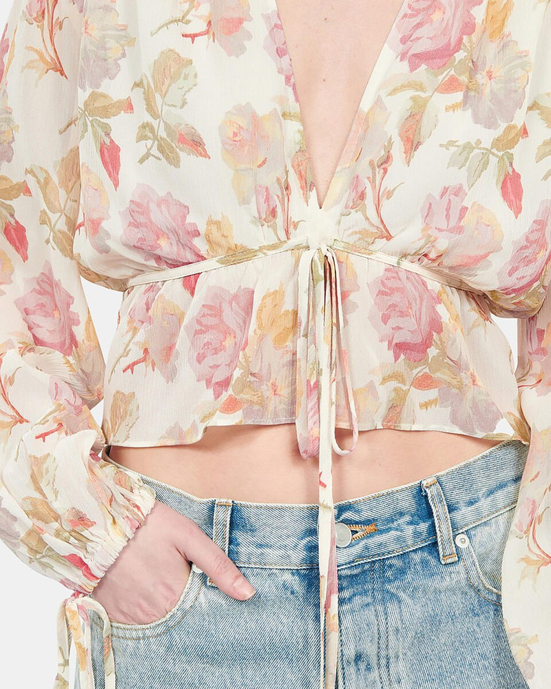 FLORAL PRINTED SILK TOP WITH RUFFLES 6
