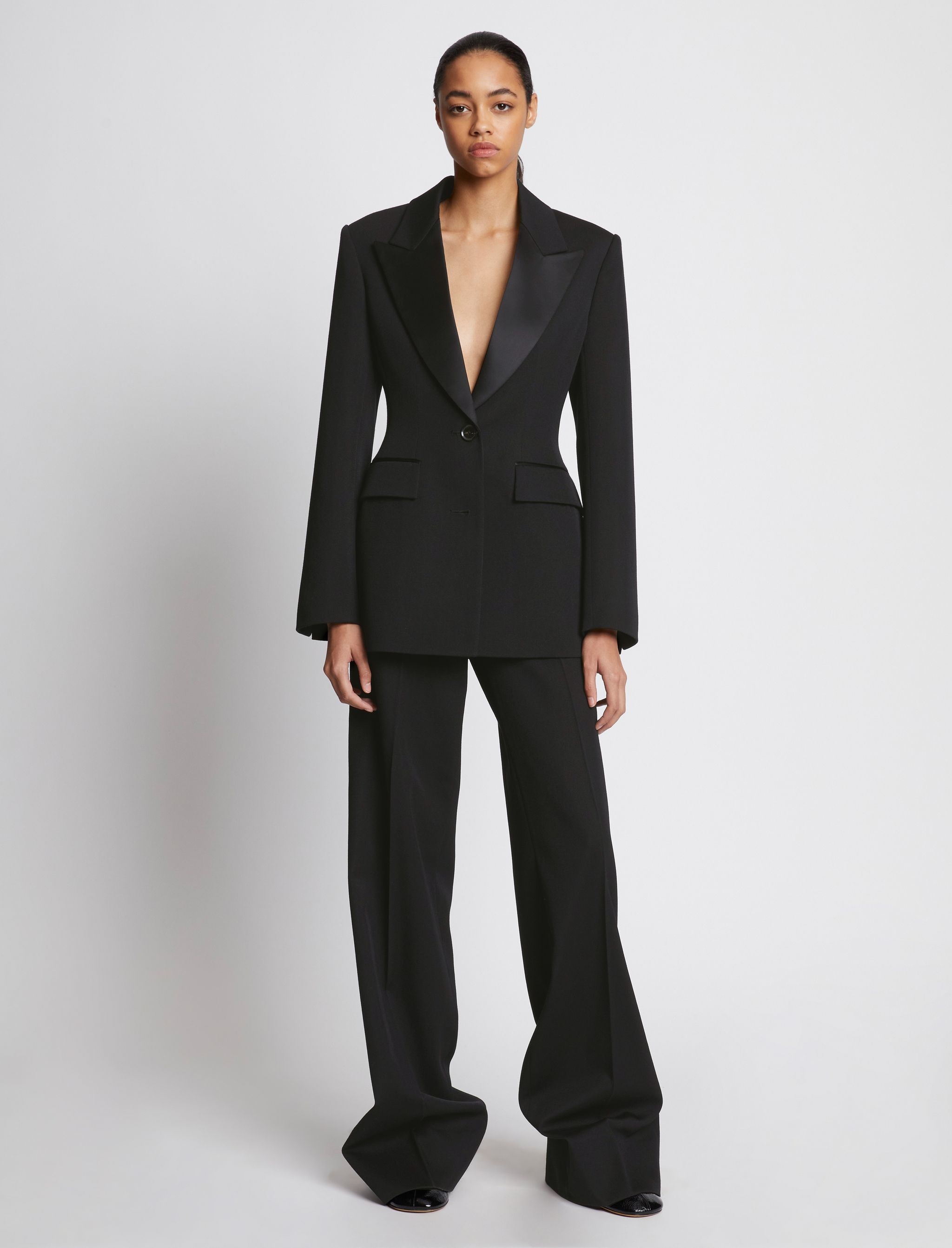 Wool Twill Satin Trim Blazer - 3