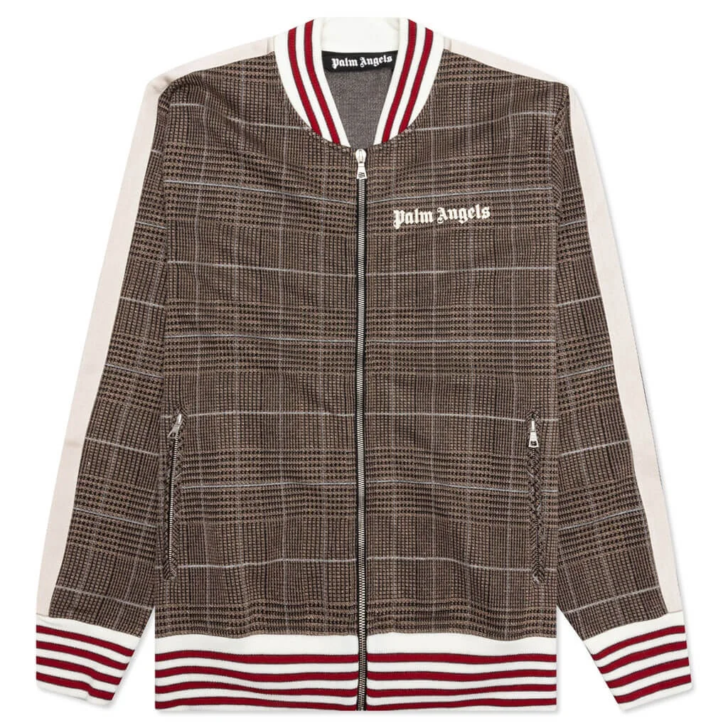 PALM ANGELS BOMBER TRACK JACKET - BROWN/OFF WHITE - 1
