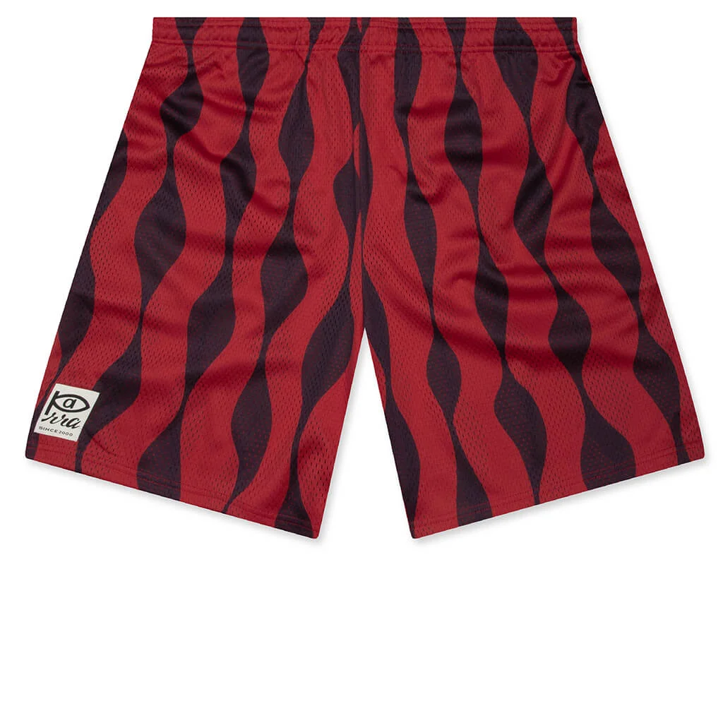 WAVED MESH SHORTS - RED - 1