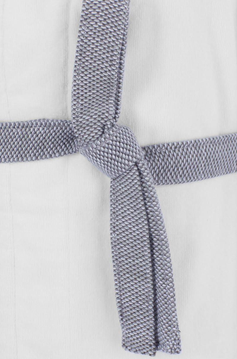 WHITE COTTON-VELVET DRESSING GOWN WITH EMBROIDERED LOGO 3