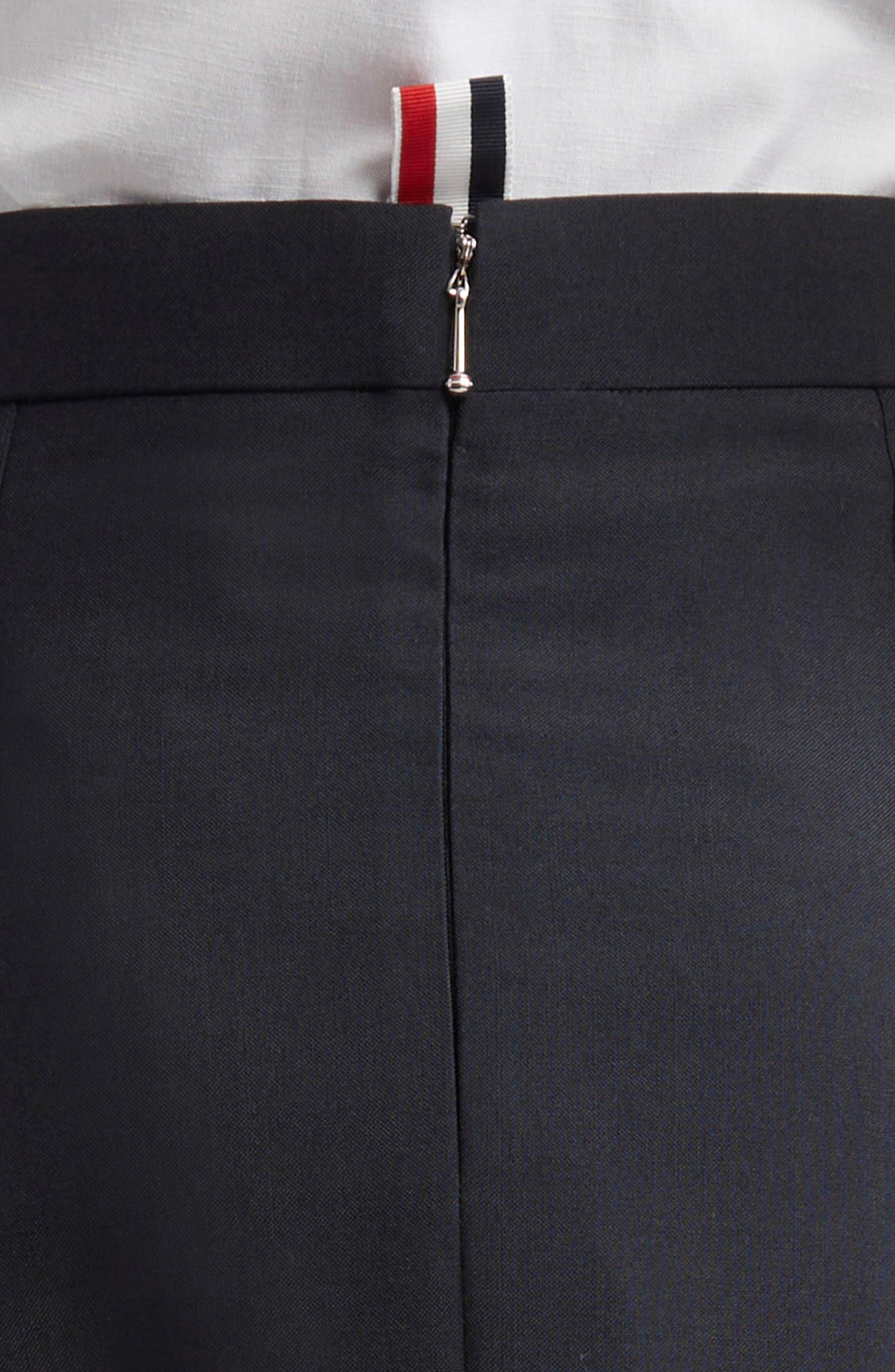 Thom Browne Wool Blend A-Line Midi Skirt in Black at Nordstrom - 5