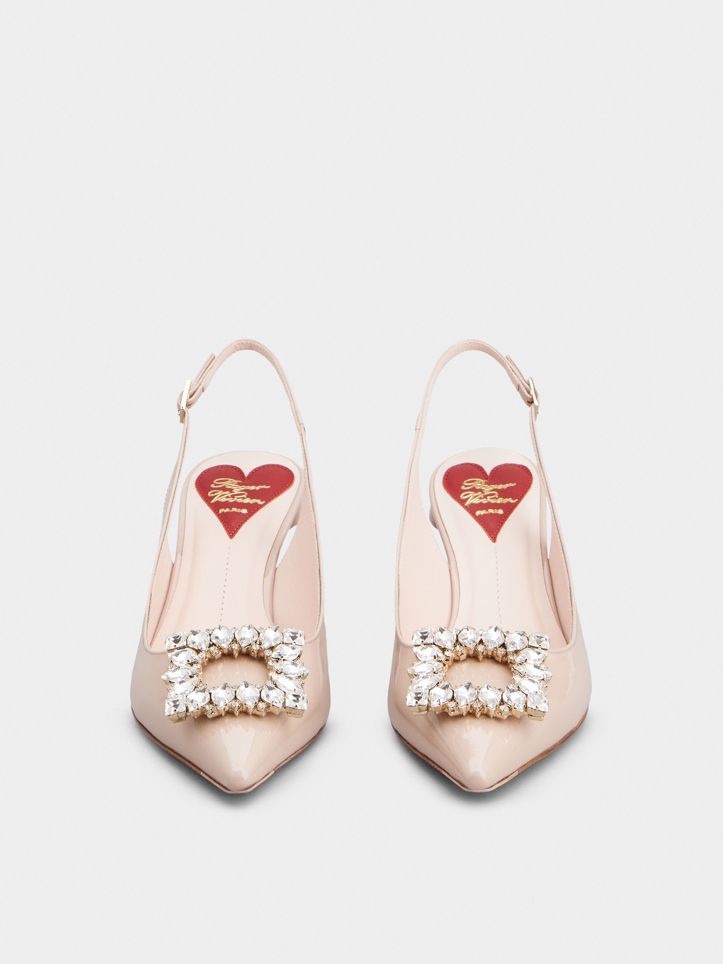 Virgule Strass Buckle Slingback Pumps in Patent Leather - 7