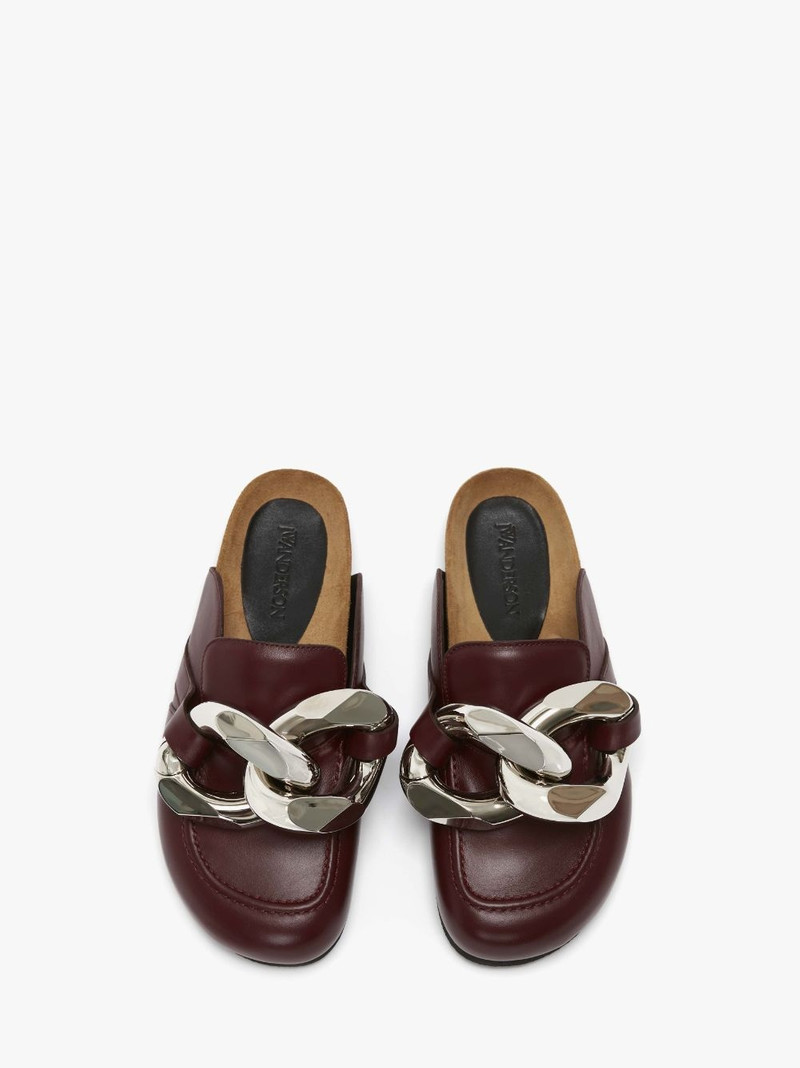 CHAIN LOAFER LEATHER MULES 4
