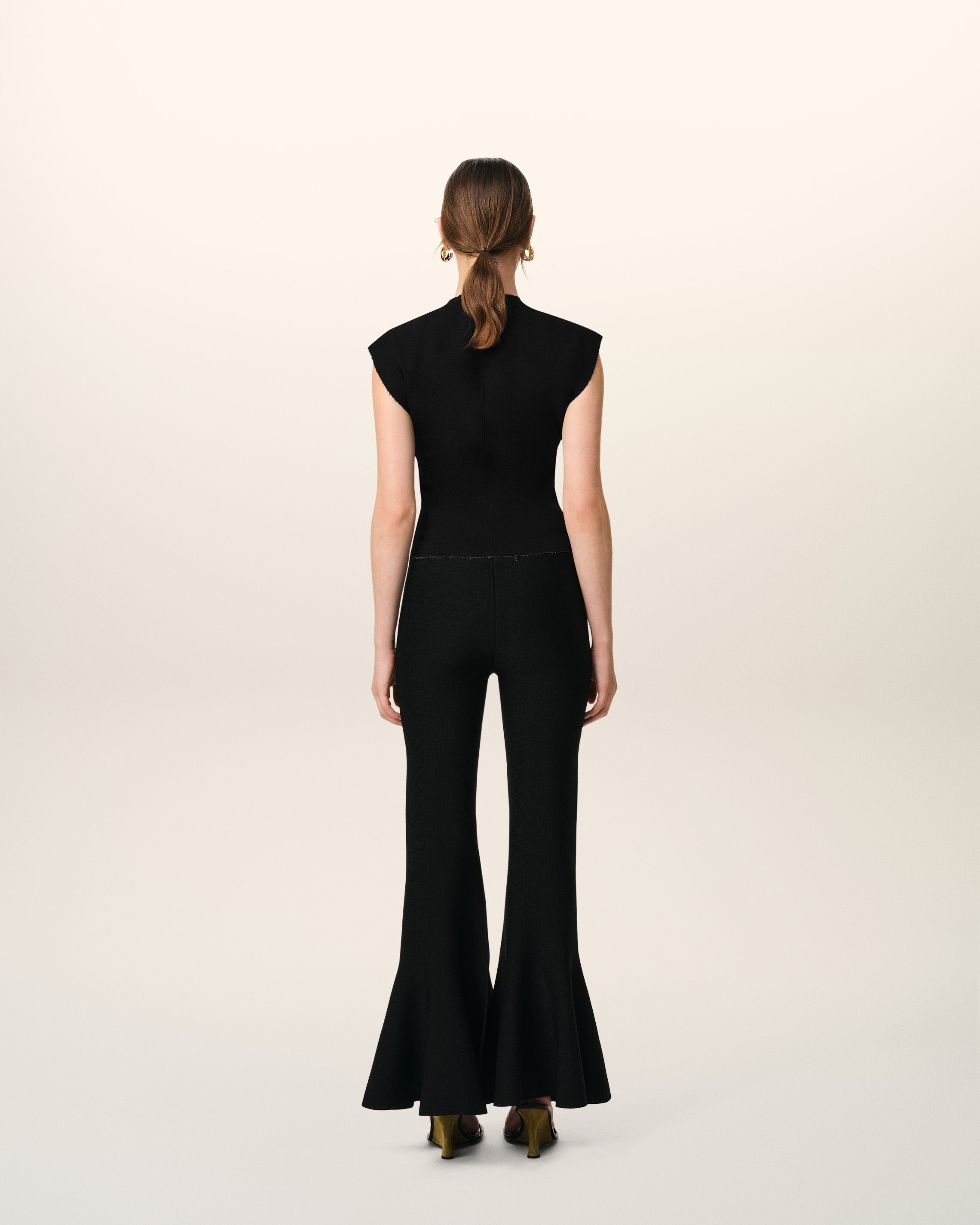 BLACK WOOL SLEEVELESS BICOLOR TOP - 4