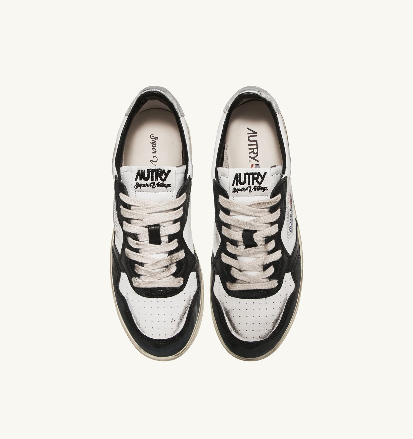 MEDALIST LOW SUPER VINTAGE SNEAKERS IN WHITE BLACK AND SILVER LEATHER - 5
