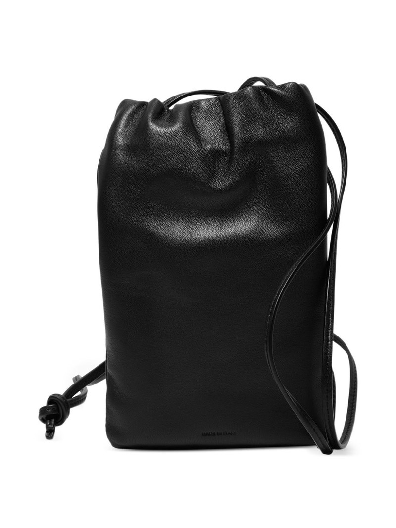 The Row logo-debossed leather crossbody bag outlook