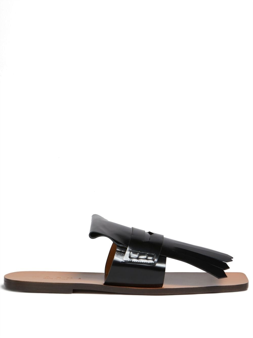 fringed leather flat sandals - 1