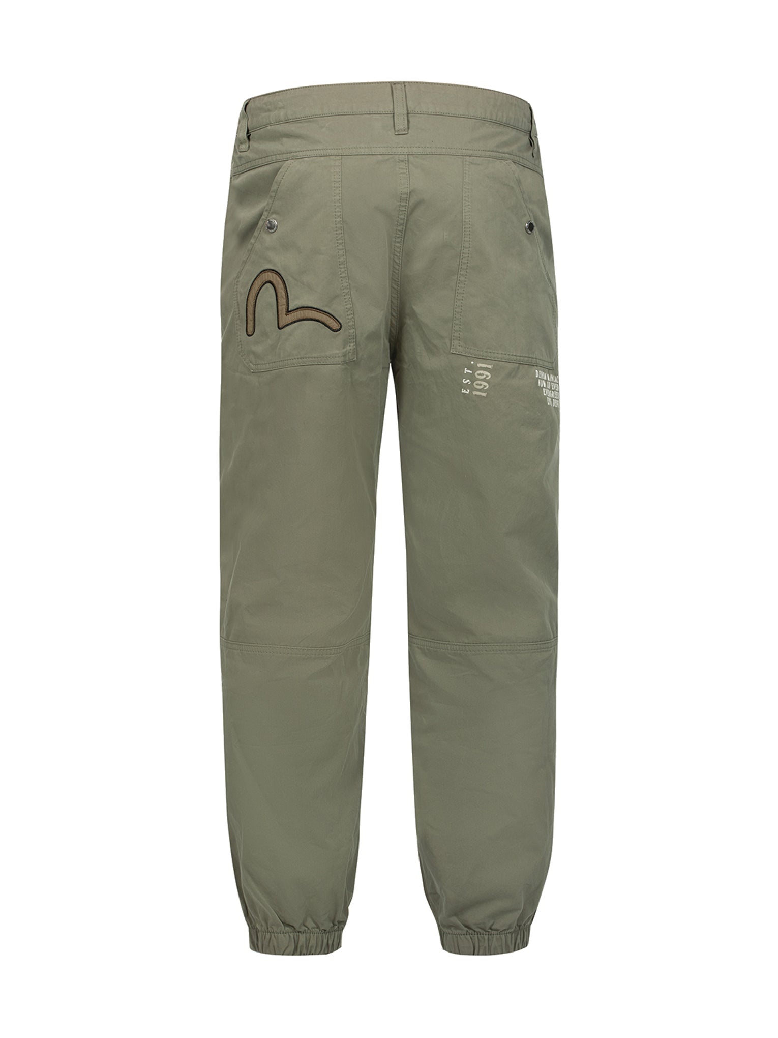 Seagull Appliqué Embroidery and Slogan Print Relax Fit Cargo Pants - 12