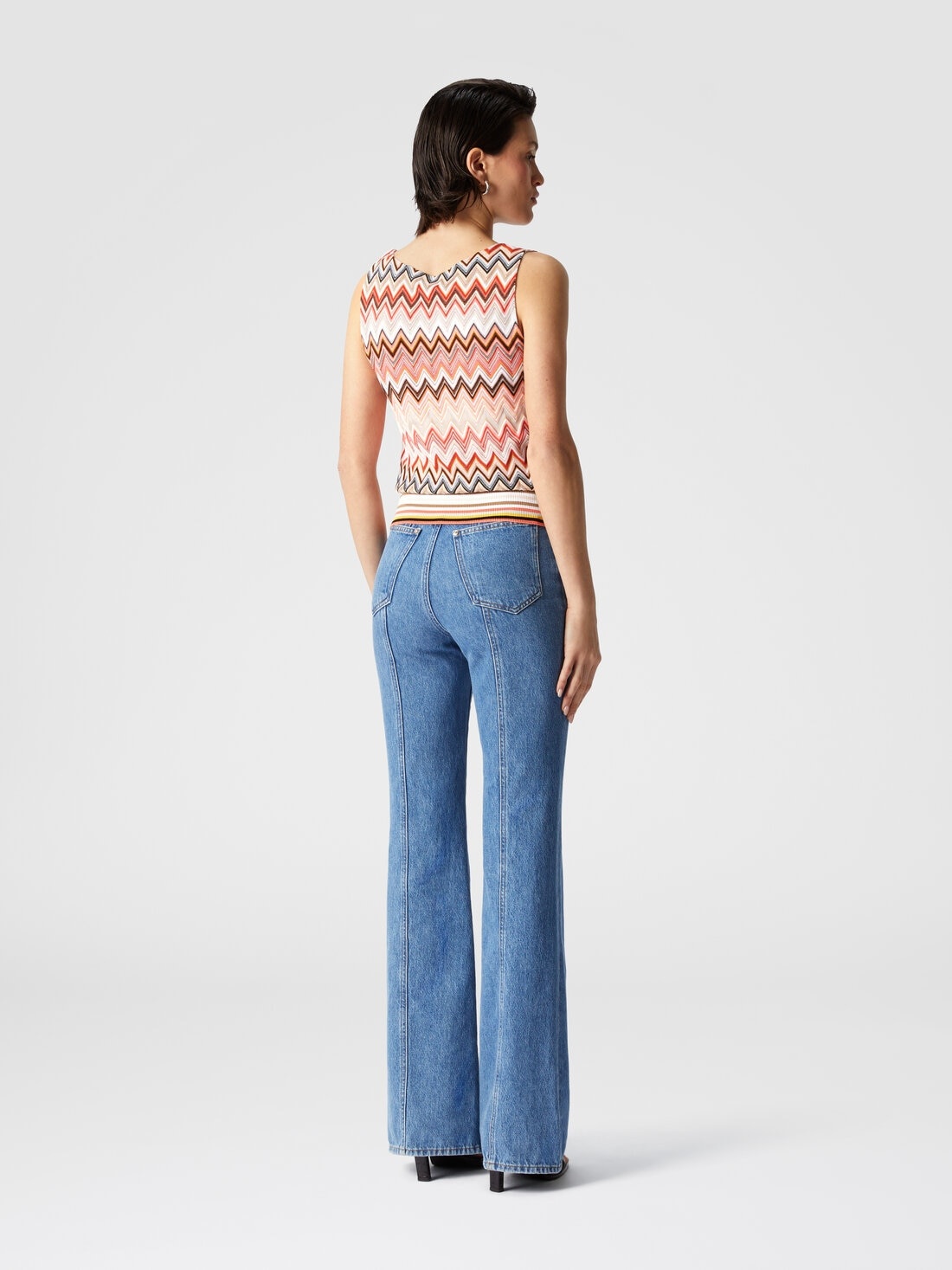Sleeveless top in cotton and zigzag viscose - 3