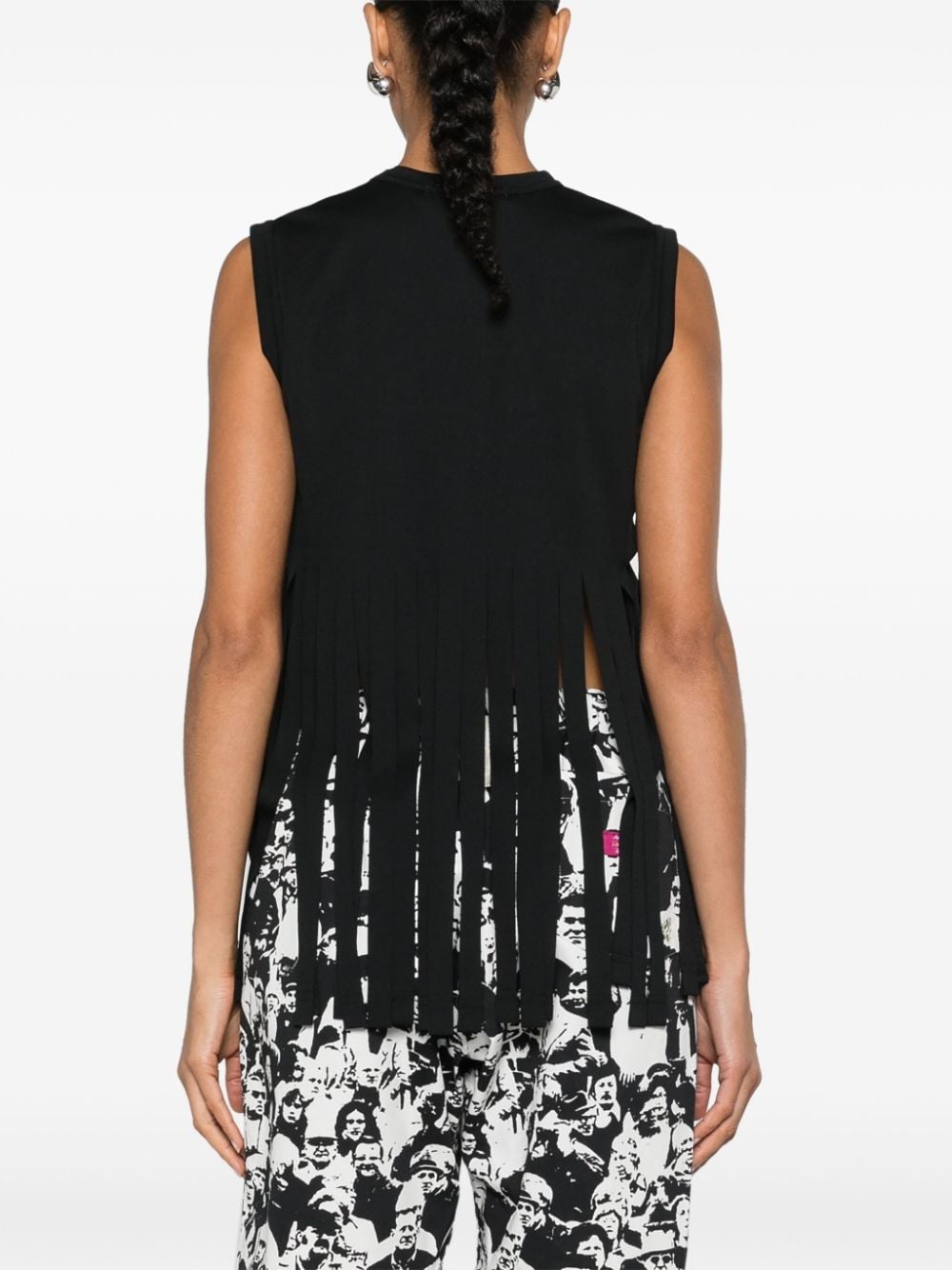 fringed jersey tank top - 4