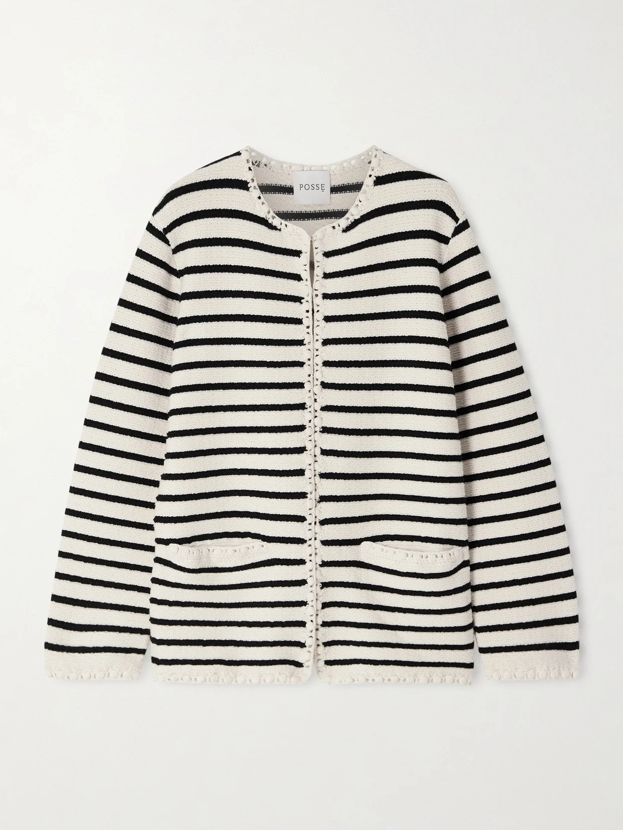 Henry Embellished Striped Knitted Cardigan - 1