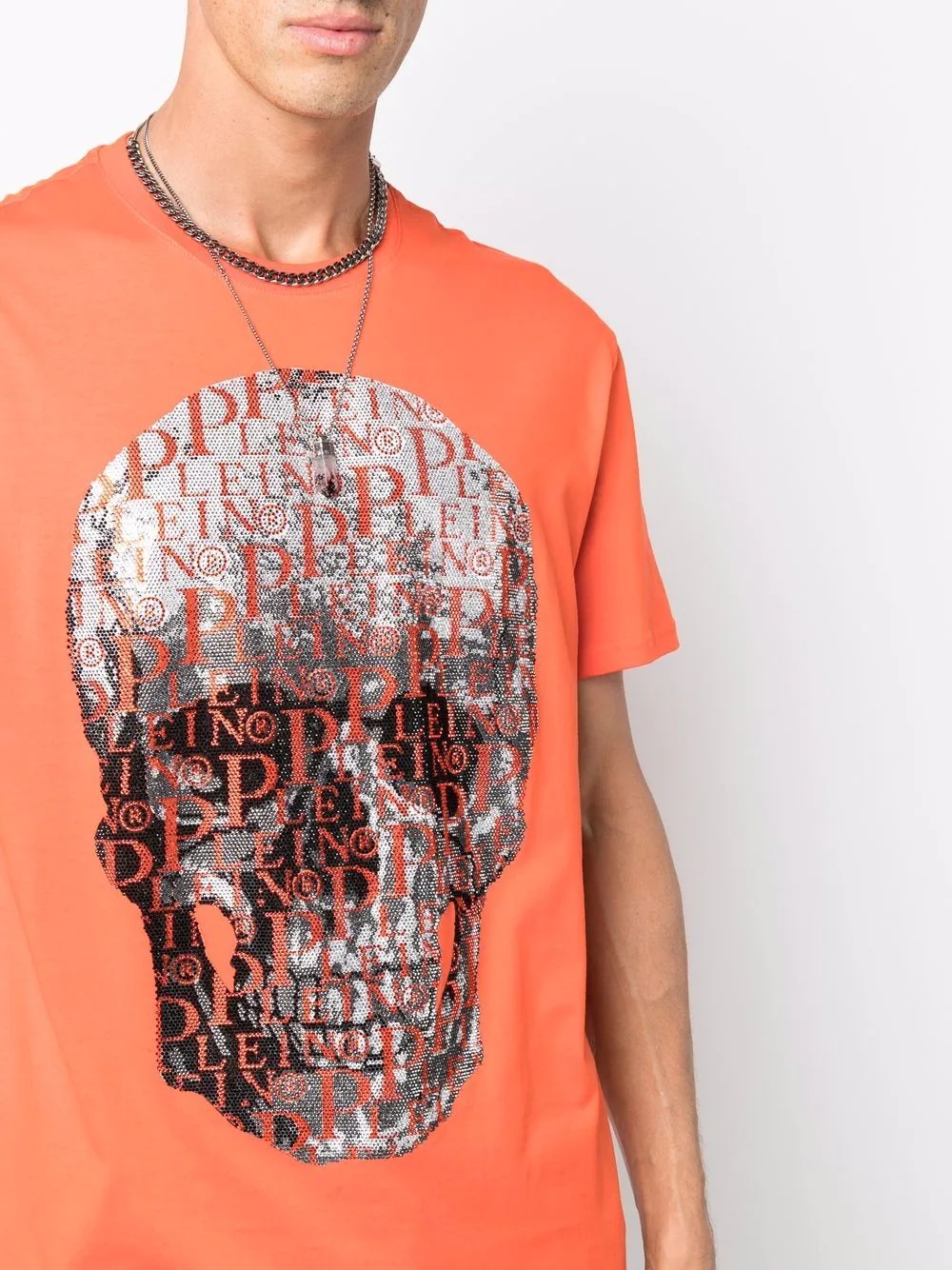 beaded logo-skull T-shirt - 6