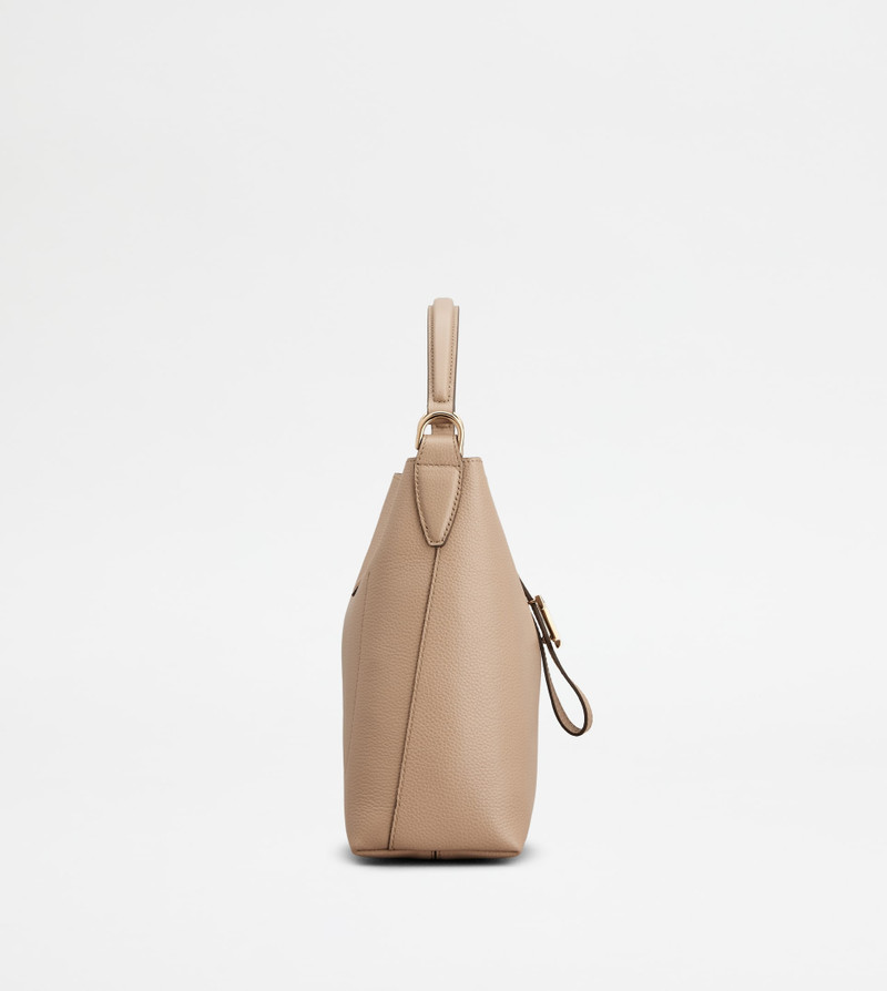 Tod's T TIMELESS BUCKET BAG IN LEATHER MINI - BEIGE outlook