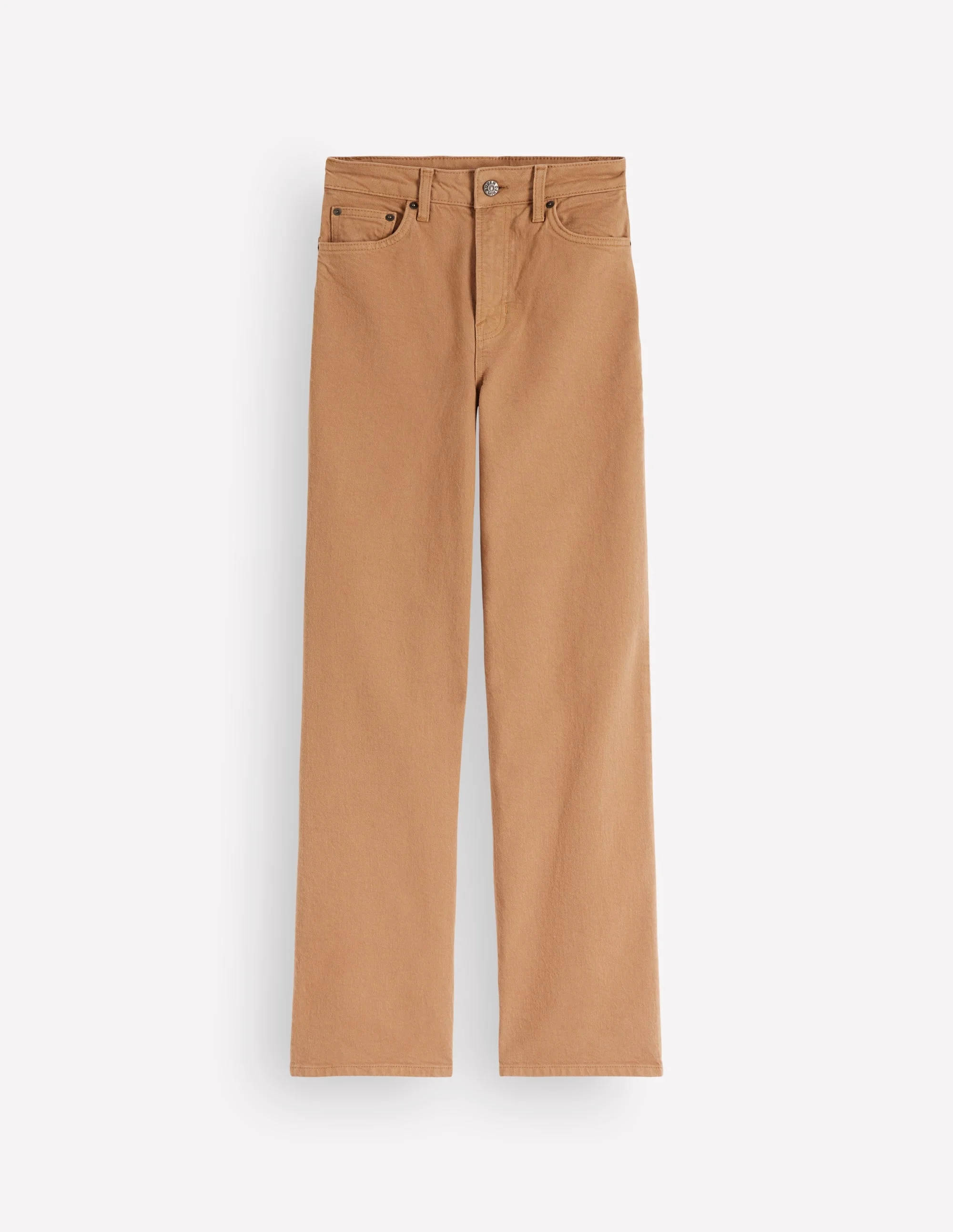 High Rise Column Leg Jeans-Camel - 1