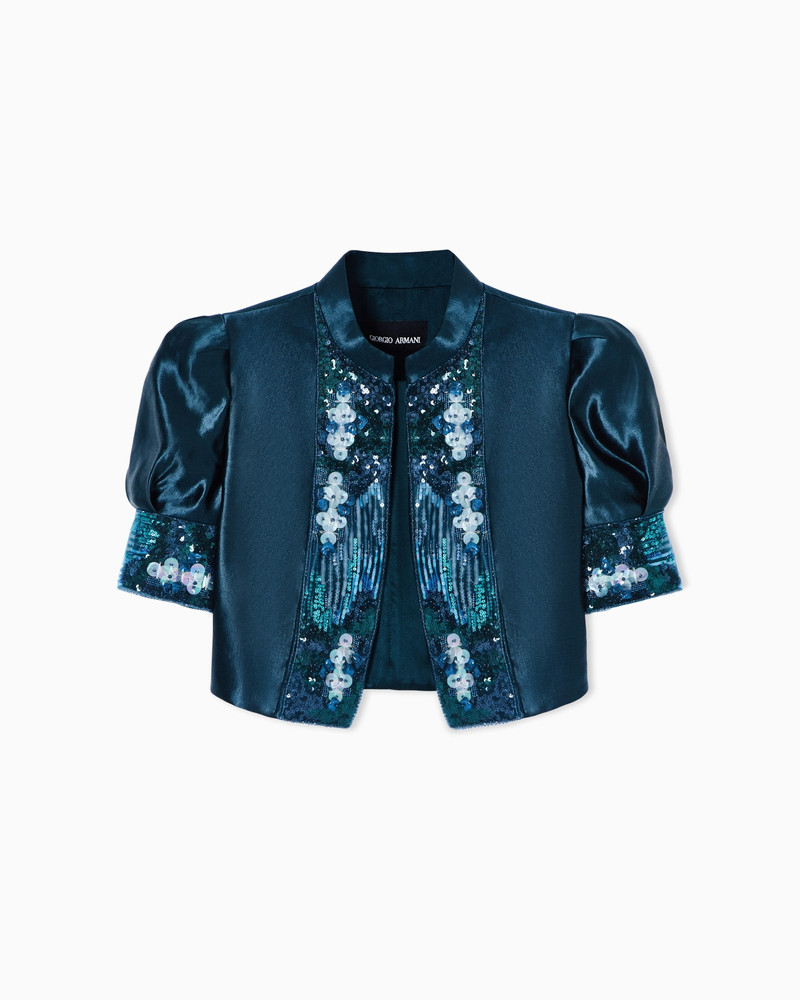 EMBROIDERED LINEN AND SILK BOLERO 1