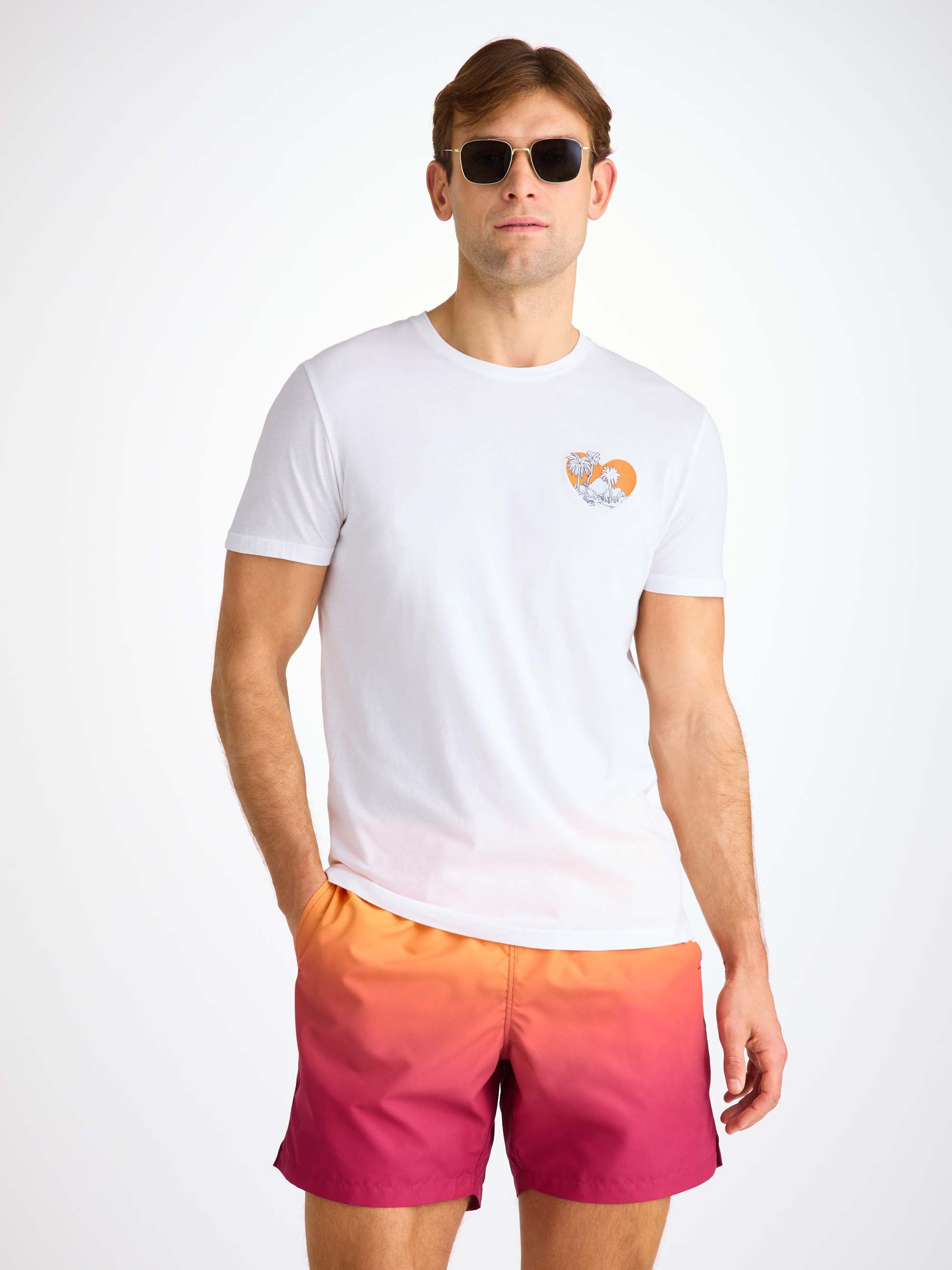 Men's T-Shirt Pima Cotton White Jungle Motif - 5