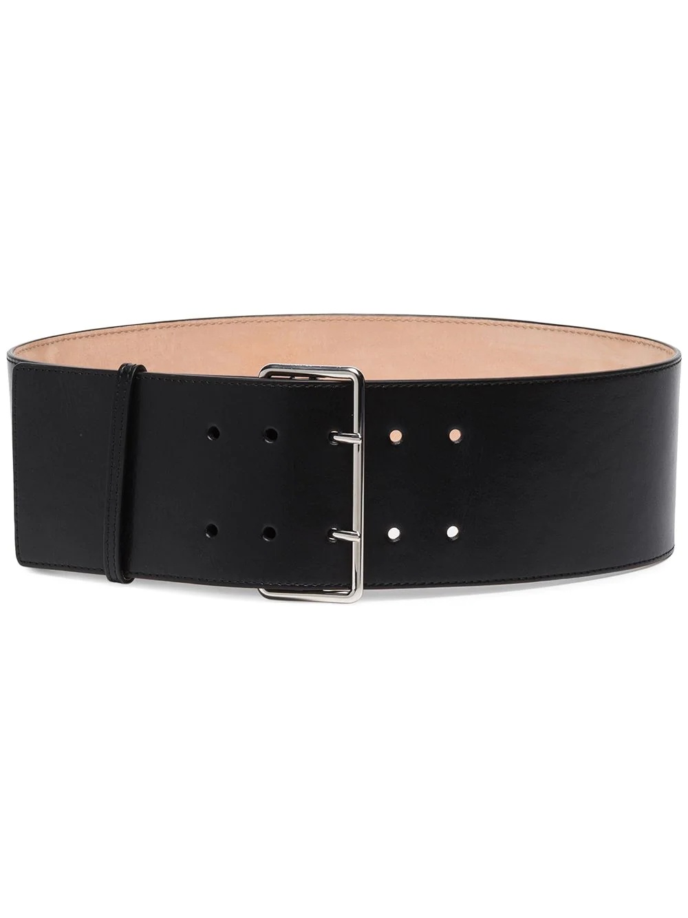 black leather waist belt - 1